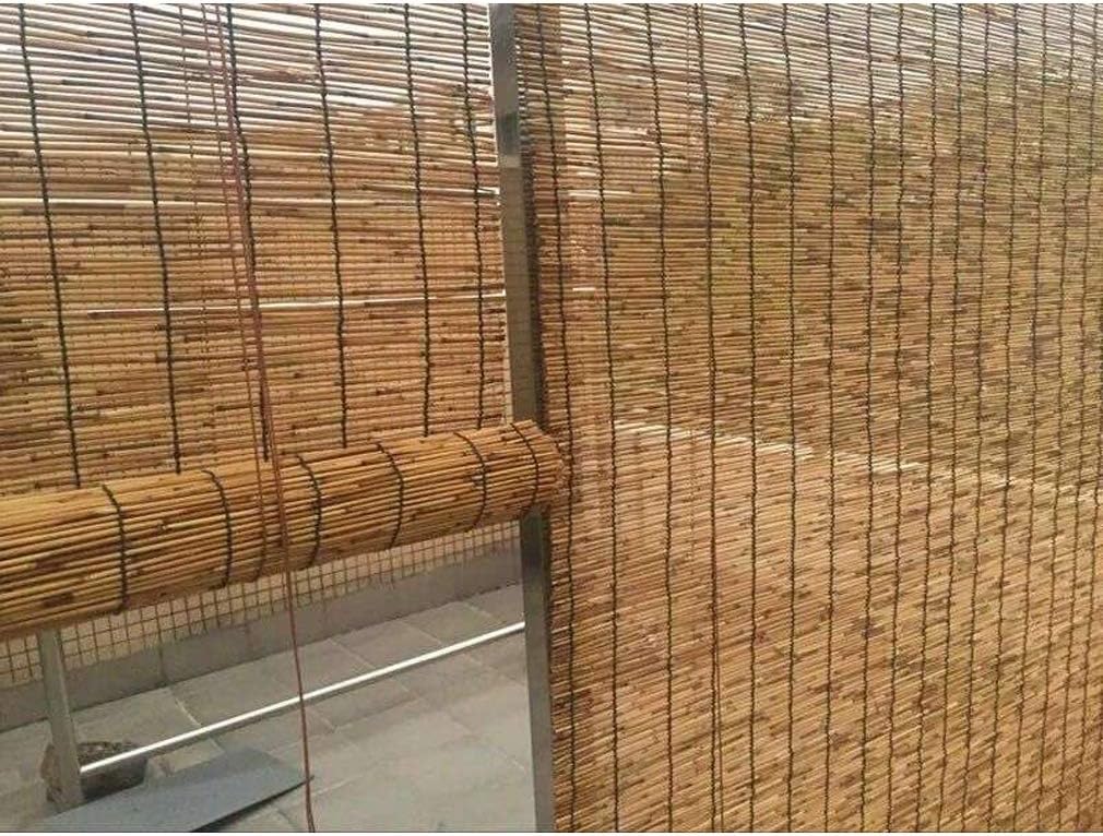 Cortina de caña natural, estor enrollable de bambú tejida a mano, persiana enrollable para ventana, sombrilla regulable, impermeable para interiores