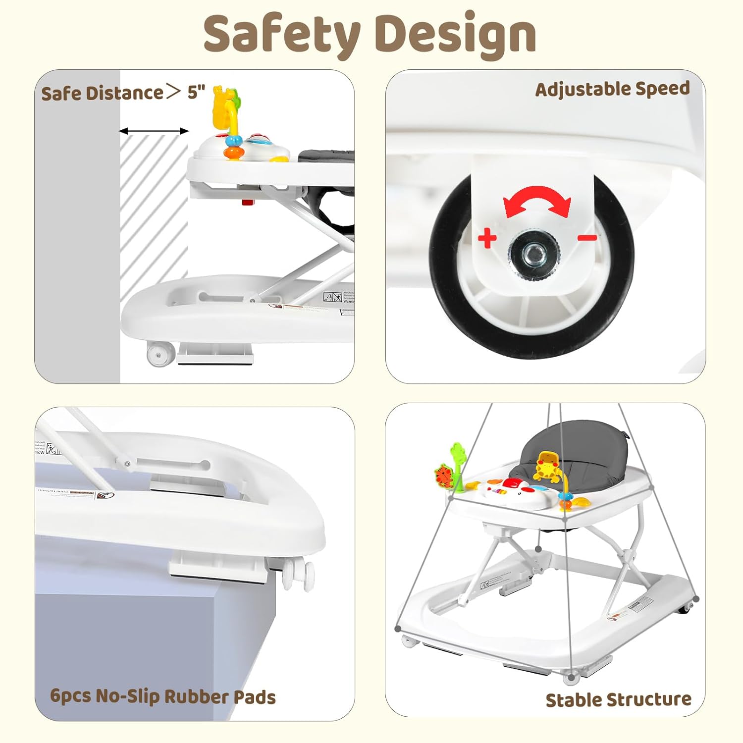 Andador plegable para bebés, centro de actividades para bebés 3 en 1 para niños y niñas, caminante para niños pequeños con velocidad de altura