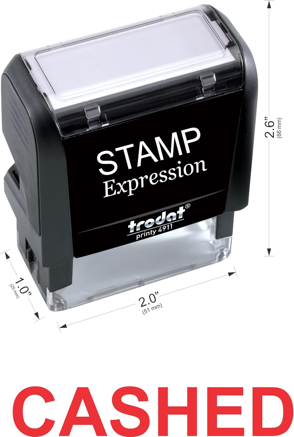 StampExpression – Sello de goma autoentintado para oficina CASHED – Tinta roja (A-5244)