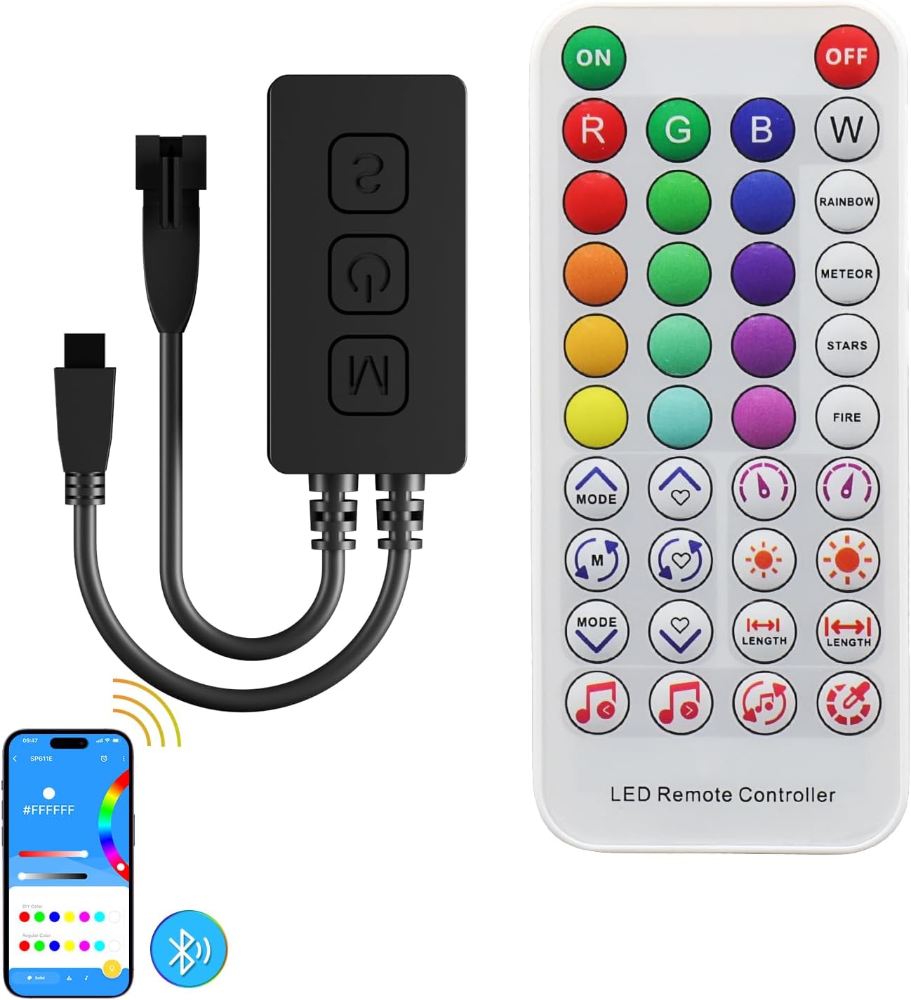 GINGSOW Controlador LED de música Bluetooth SP611E para 1903B WS2812b WS2811 IC RGB persecución tira LED de color sincronización direccionable