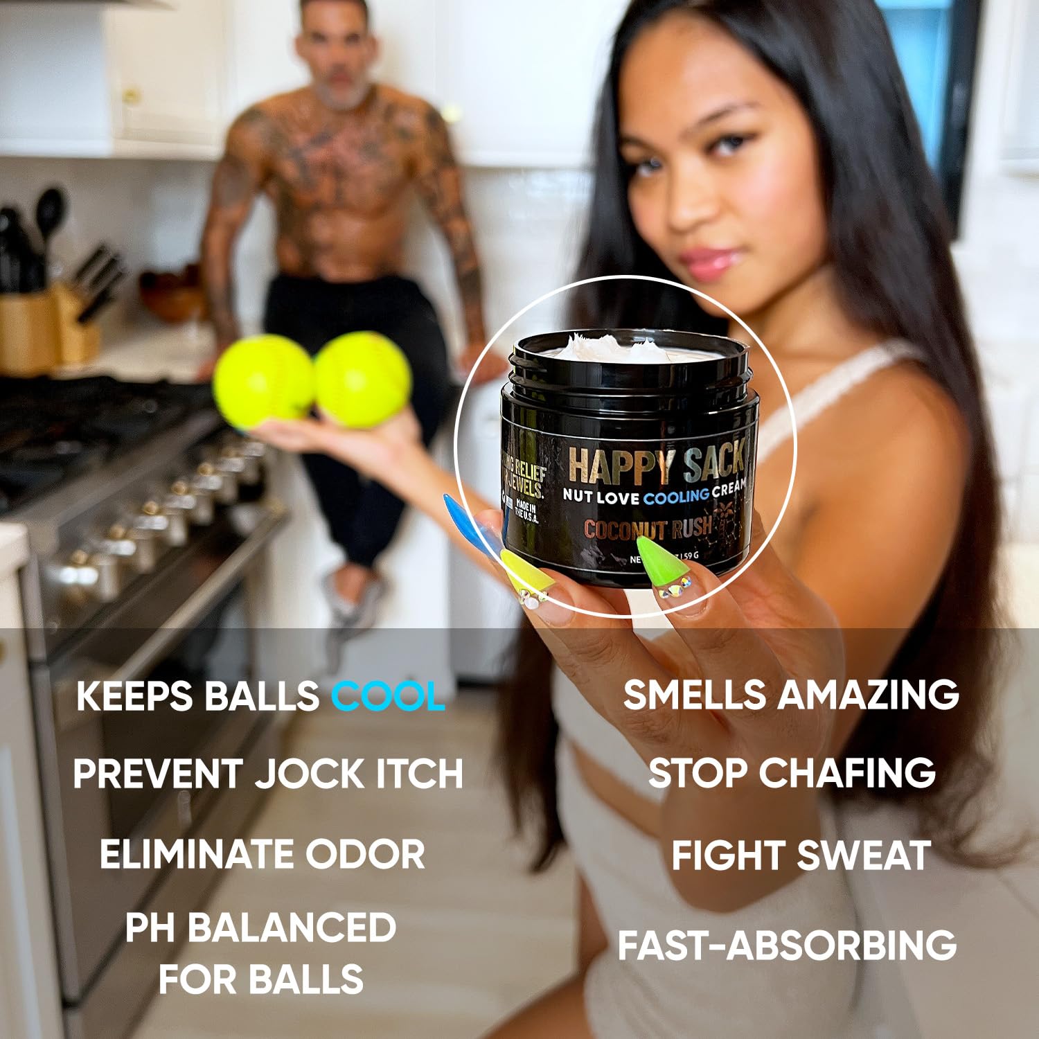 Derm Dude Happy Sack Nut Love – Crema refrescante antirozaduras, desodorante refrescante de bolas para hombres, desodorante de bolas para hombres,