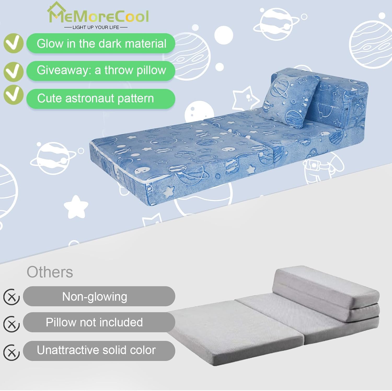 Sofá cama plegable para niños, colchón plegable brillante para niños, sofá plegable para niños, futón, cama plegable para niños, colchón plegable