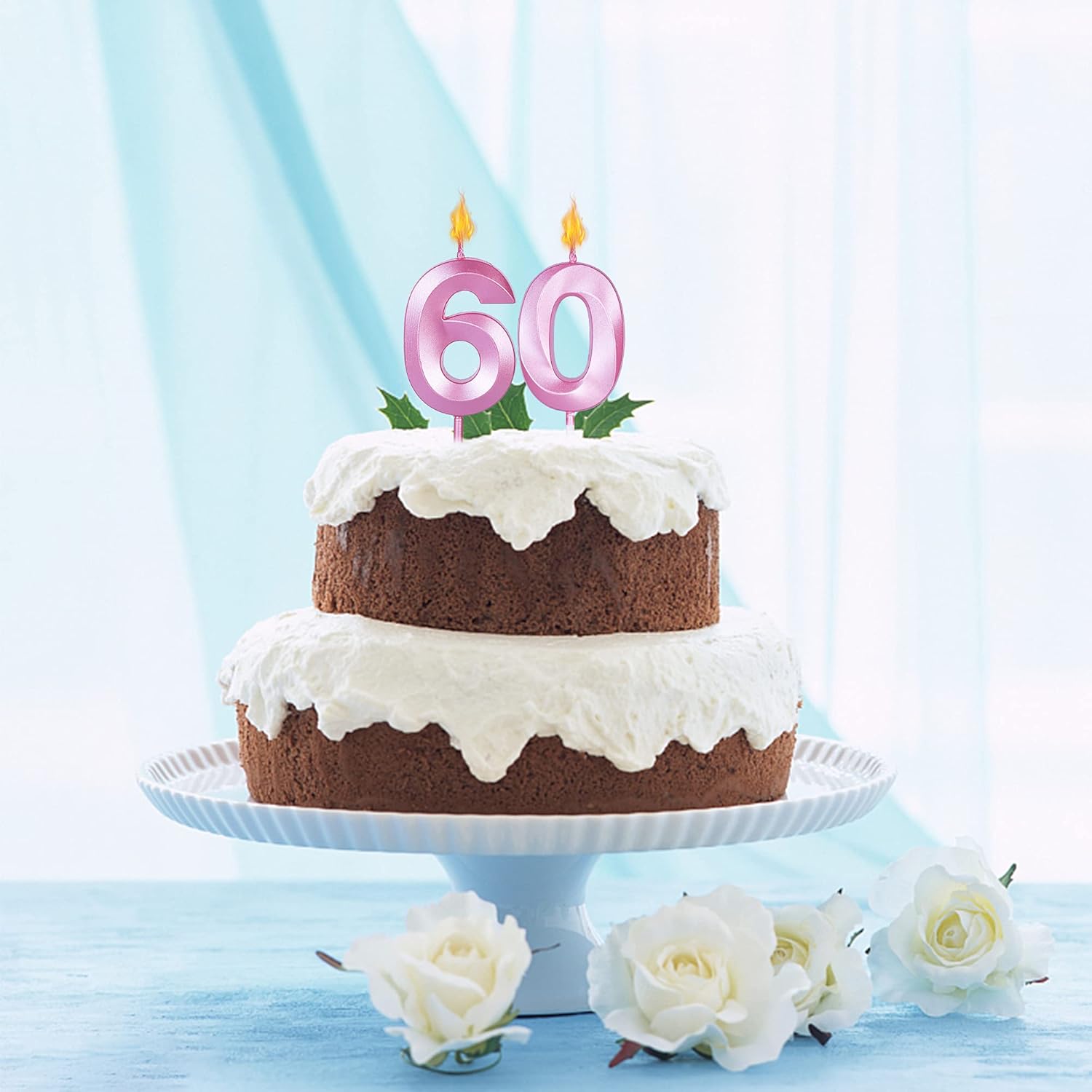 Velas rosadas de cumpleaños 24 y 42 para pasteles, número 24 y 42 para decoración de tartas para fiestas, aniversarios, bodas, celebraciones