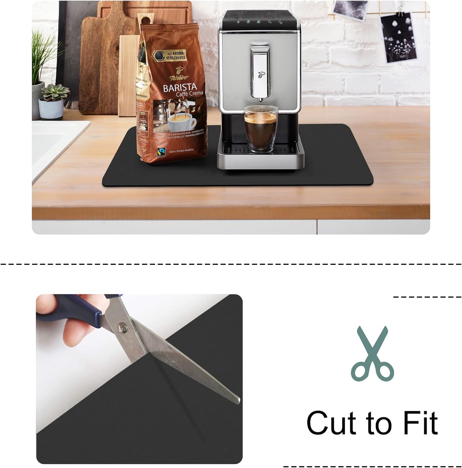 Accesorios para cafetera, para encimera, decoración de barra de café, tapete de secado de platos con respaldo de goma para cocina, tapete absorbente