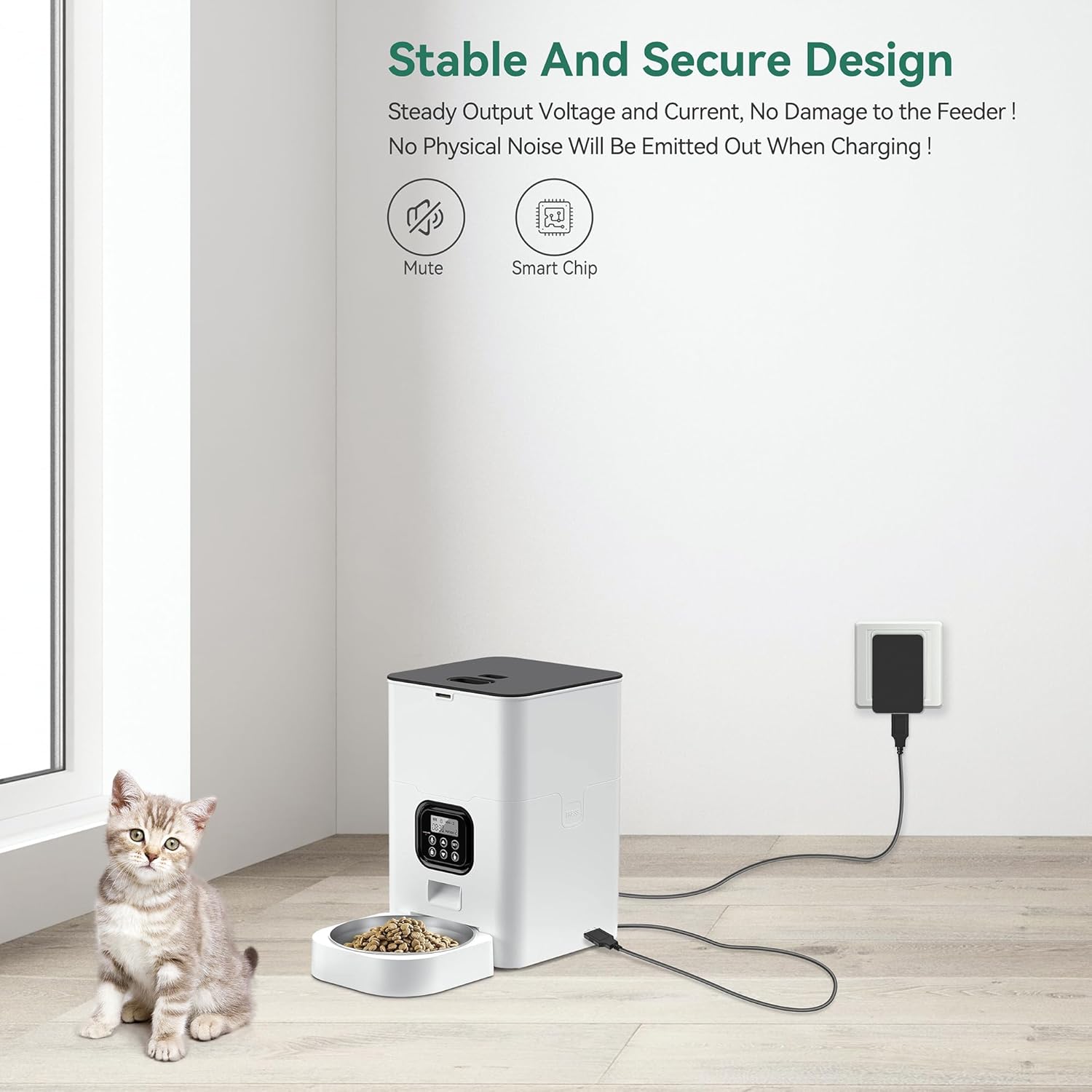 FITE ON Reemplazo 5V USB Cat Alimentador Adaptador para VOLUAS VL002 Dispensador Automático de Alimentos para Mascotas Cargador Cable de Alimentación