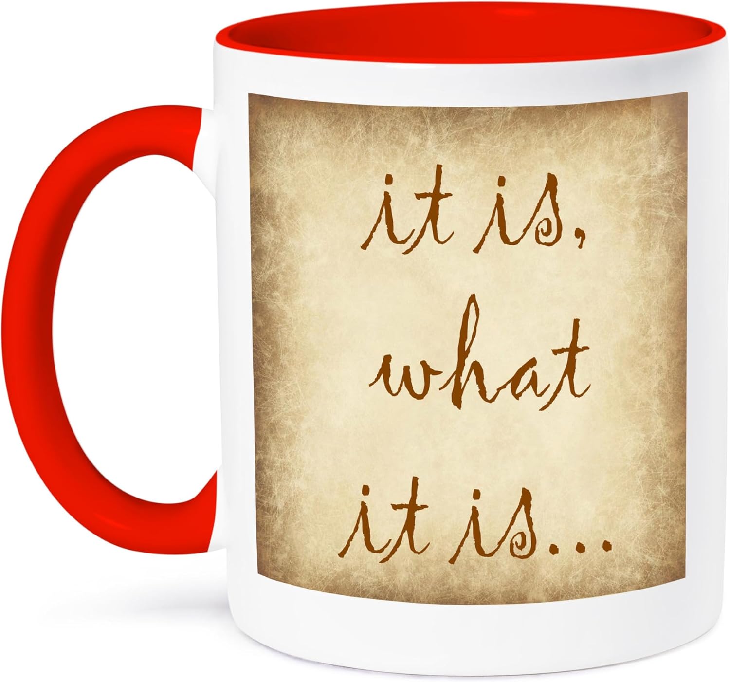 3dRose Taza de cerámica con texto en inglés “It is what it es”, 11 oz, rojoblanco