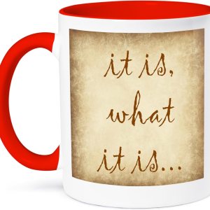 3dRose Taza de cerámica con texto en inglés “It is what it es”, 11 oz, rojoblanco 3dRose Taza de cerámica con texto en inglés “It is what it es”, 11 oz, rojoblanco
