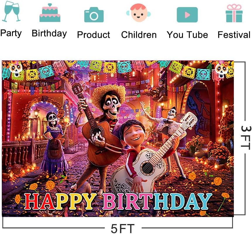 Telón de fondo del Día de los Muertos para decoraciones de fiesta de cumpleaños, fondo para decoración de mesa de pasteles, Día de Muertos, pancarta