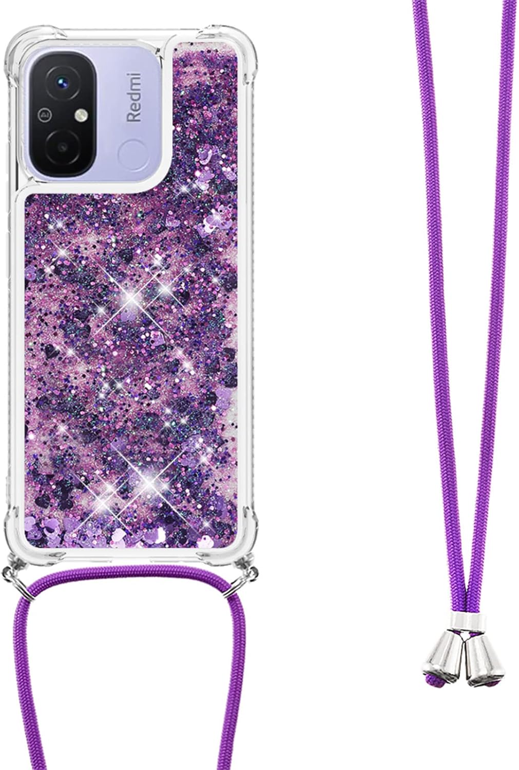 Tncavo Funda para Xiaomi Redmi 12C para mujer, fundas con purpurina holográfica líquida en movimiento con correa cruzada delgada y suave TPU
