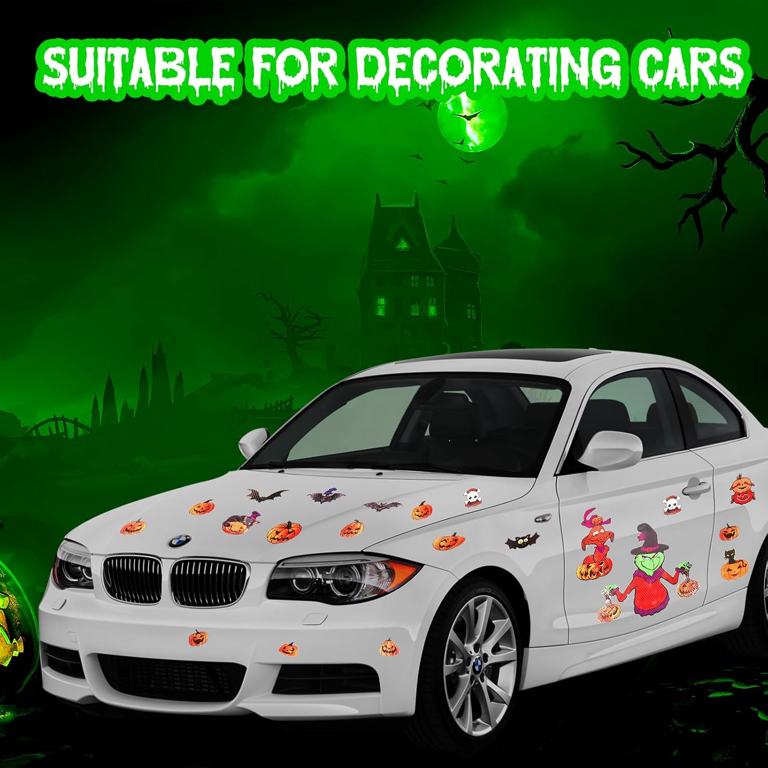 LNYSSQ Imán reflectante de Halloween para decoración de automóvil para Navidad, vacaciones, cumpleaños, autos, buzón, ventana, garaje, puerta de