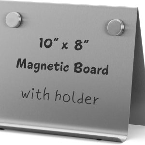 Tablero de anuncios magnético con soporte, pequeño tablero de notas de borrado en seco, caballete de metal de mesa para exhibición magnética, 10 x 8 Tablero de anuncios magnético con soporte, pequeño tablero de notas de borrado en seco, caballete de metal de mesa para exhibición magnética, 10 x 8