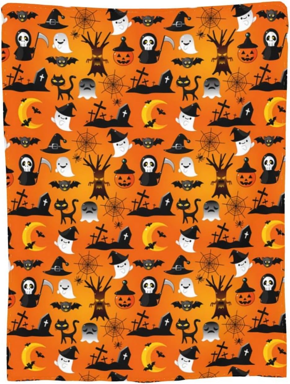 Manta de microforro polar ultrasuave para Halloween, ligera, mullida y cálida, manta de franela de Halloween para sofá, cama, sala de estar, 50 x 40