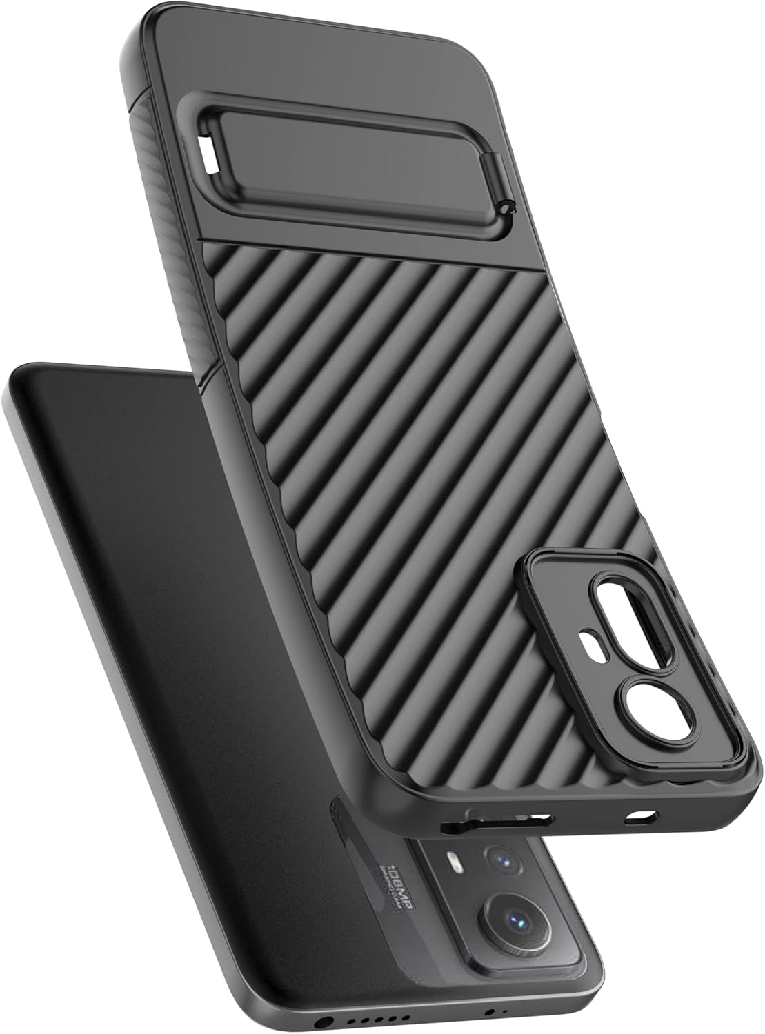 Funda para Xiaomi Redmi 10 2022, funda para Redmi 10 2021 con funda de soporte, color negro