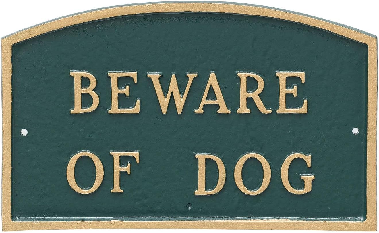 Placa de pared o césped Arch Beware Of Dog – Aluminio recubierto de polvo – Resistente a los rayos UV – Fácil de instalar
