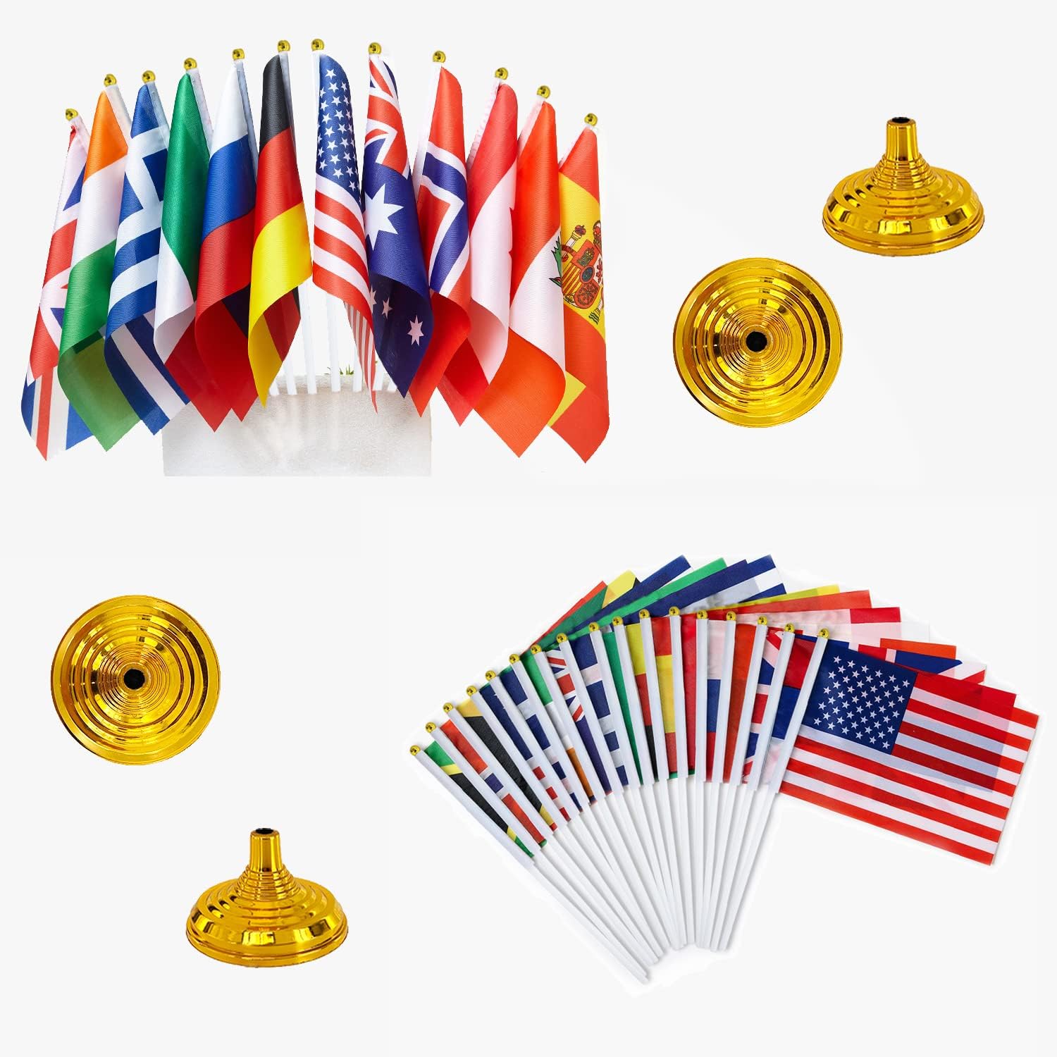 Paquete de 50 banderas de mesa nacional del mundo, pequeñas banderas de escritorio internacionales con base de soporte, para Copa Olímpica, eventos