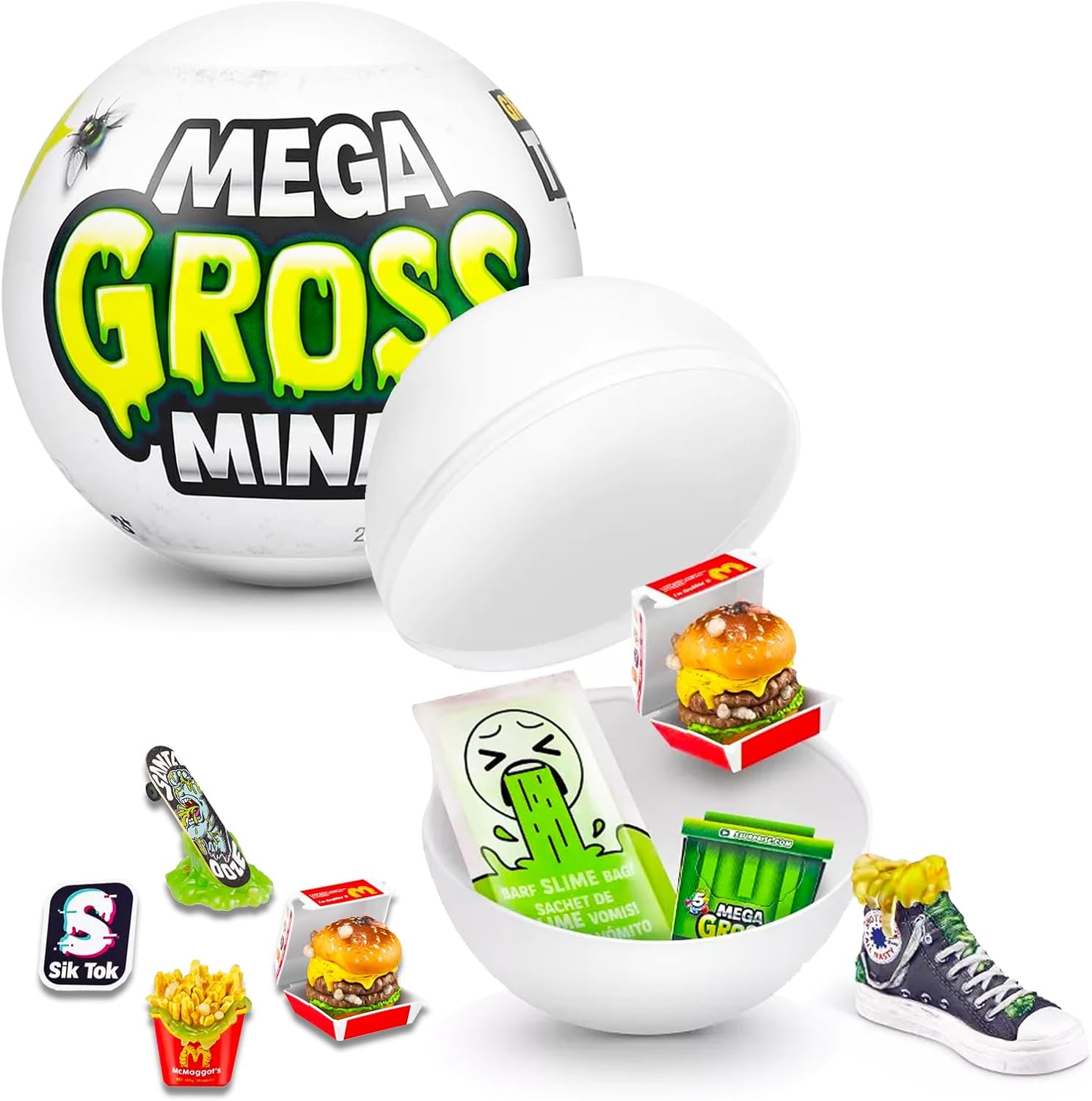 Zuru 5 Surprise Mini Brands Mega Gross Minis Mystery Set  Surprise, mini juguetes asquerosos, paquete misterioso con calcomanías y más (juguetes