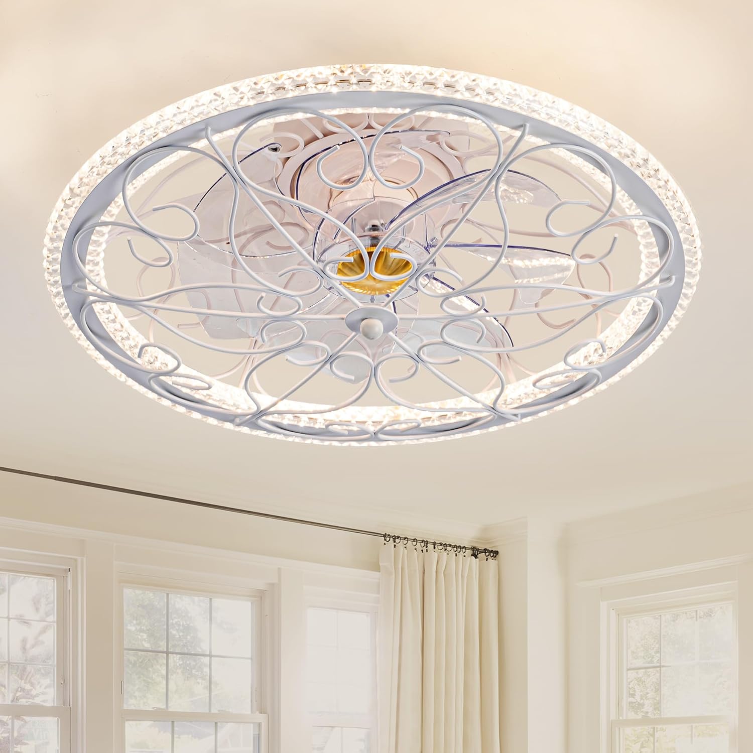 NORFOLK Ventiladores de techo de 20 pulgadas con luces y control remoto, ventilador de iluminación moderno de perfil bajo y montaje empotrado,