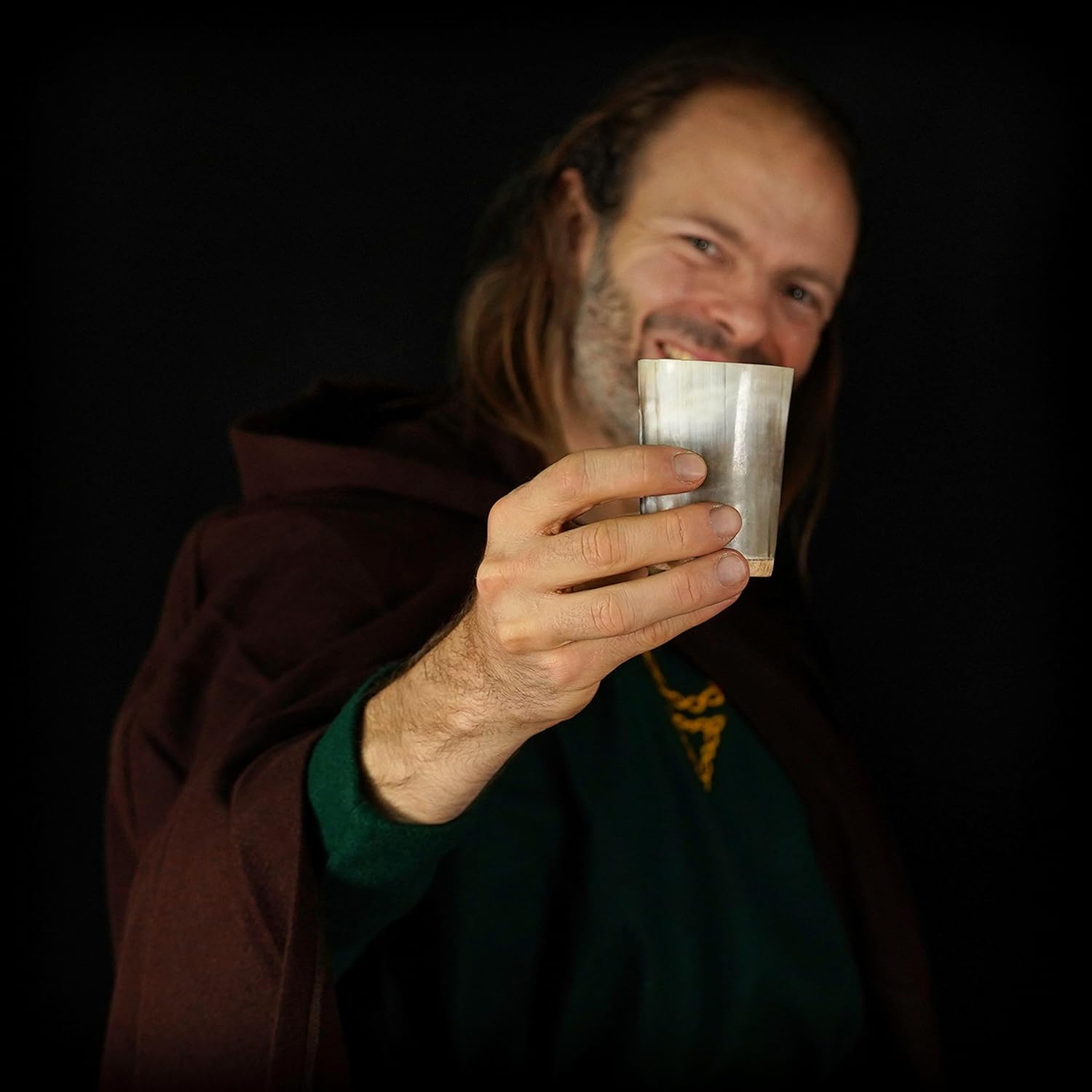 Mythrojan Vaso de chupito con cuerno vikingo, vaso de chupito medieval nórdico