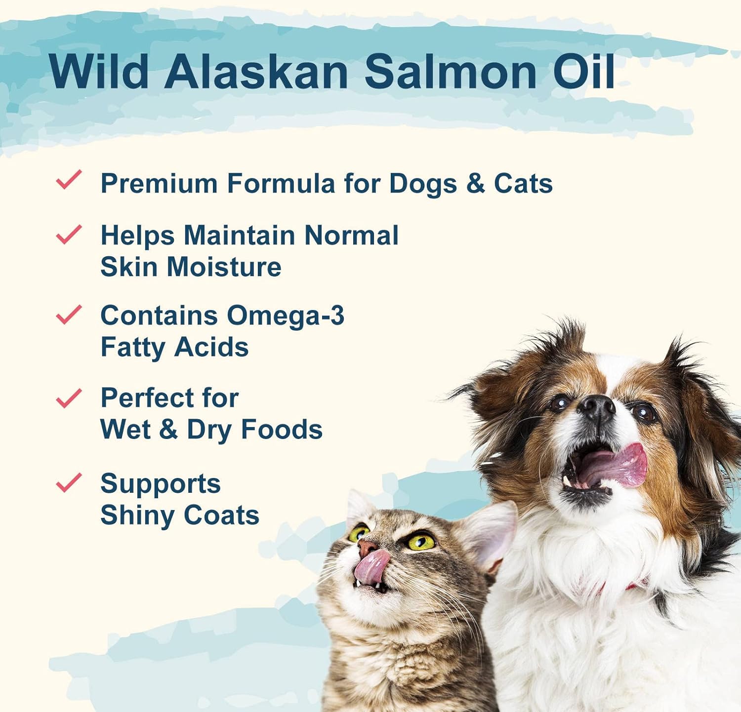 Aceite de salmón salvaje de Alaska prémium para perros y gatos, suplemento de 32 onzas para piel y pelaje con ácidos grasos esenciales, aceite de