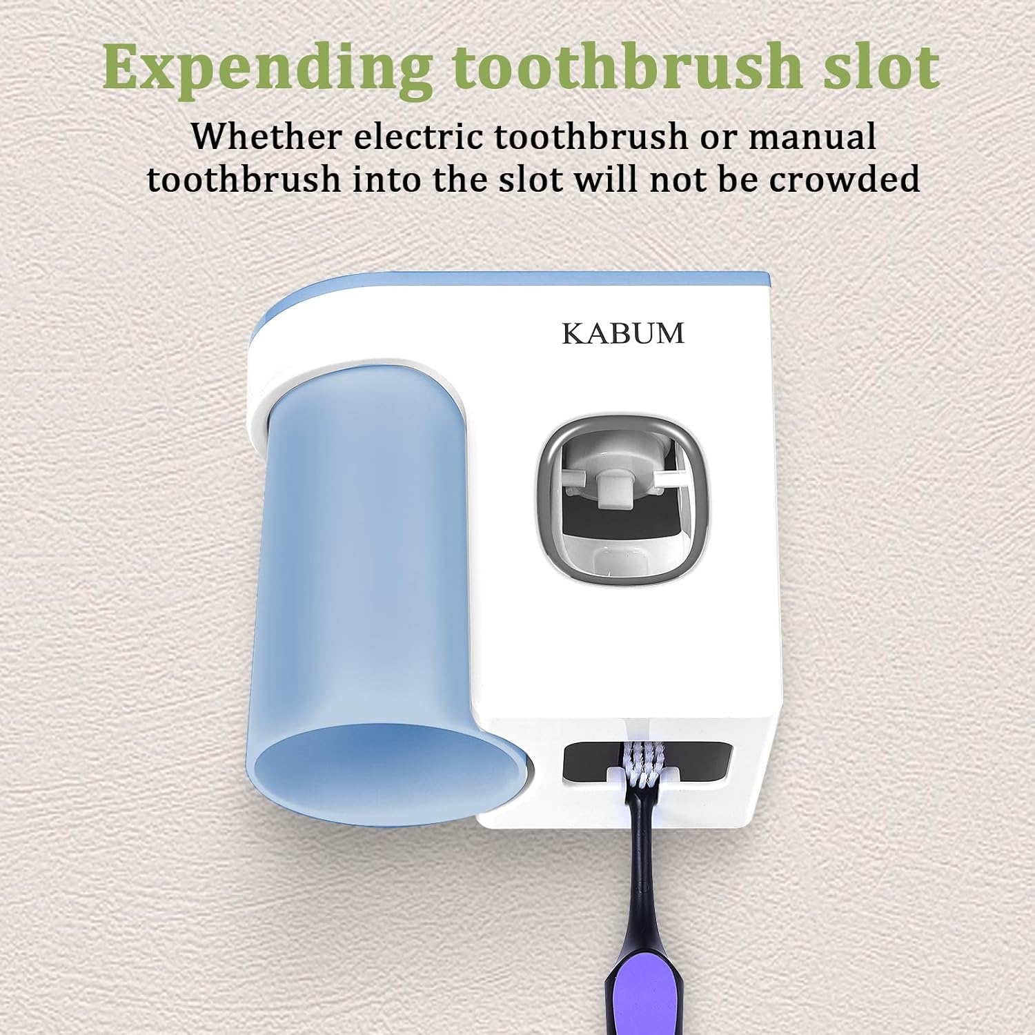 Soporte para cepillos de dientes para baños, dispensador de pasta de dientes, taza azul, exprimidor automático de pasta de dientes montado en la