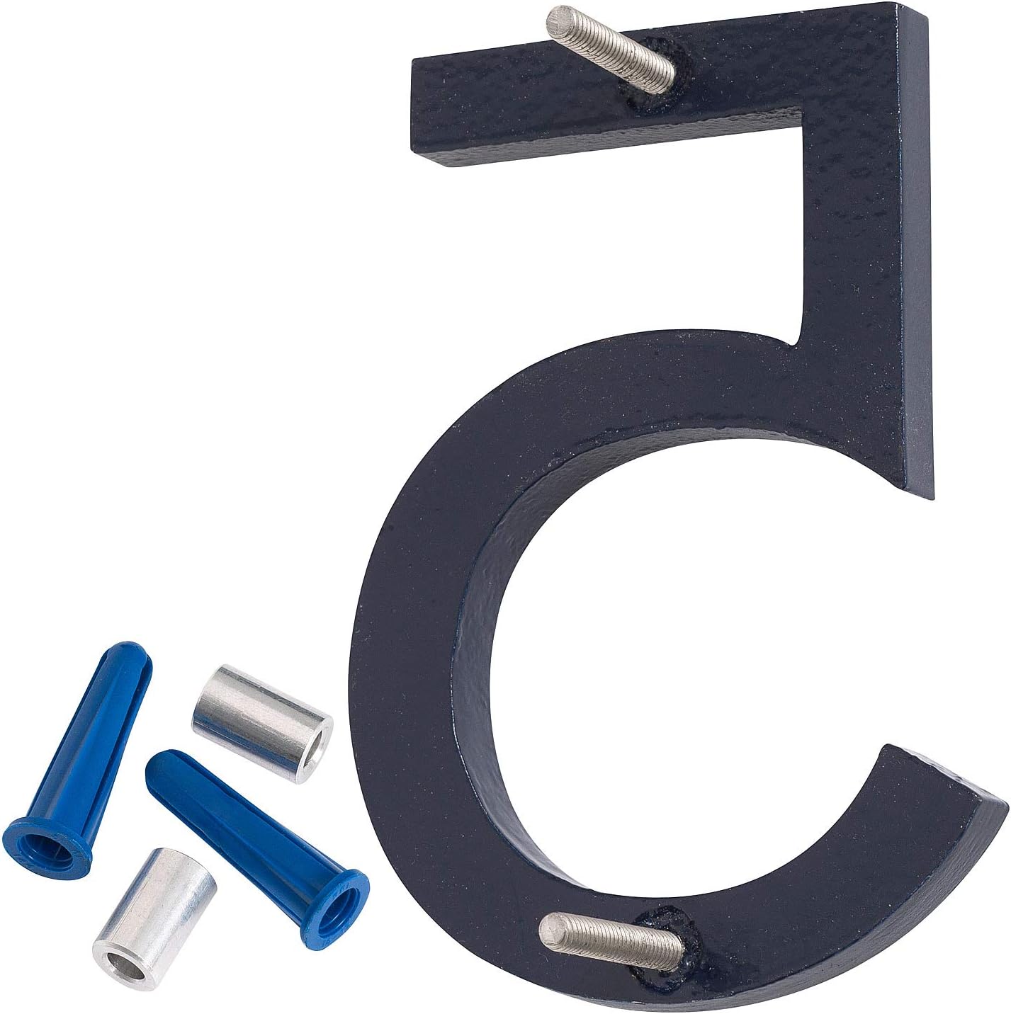 Montague Metal Products MHN-12-F-NY1-5 Números flotantes modernos de aluminio cepillado sólido, 12 pulgadas, azul marino con recubrimiento en polvo