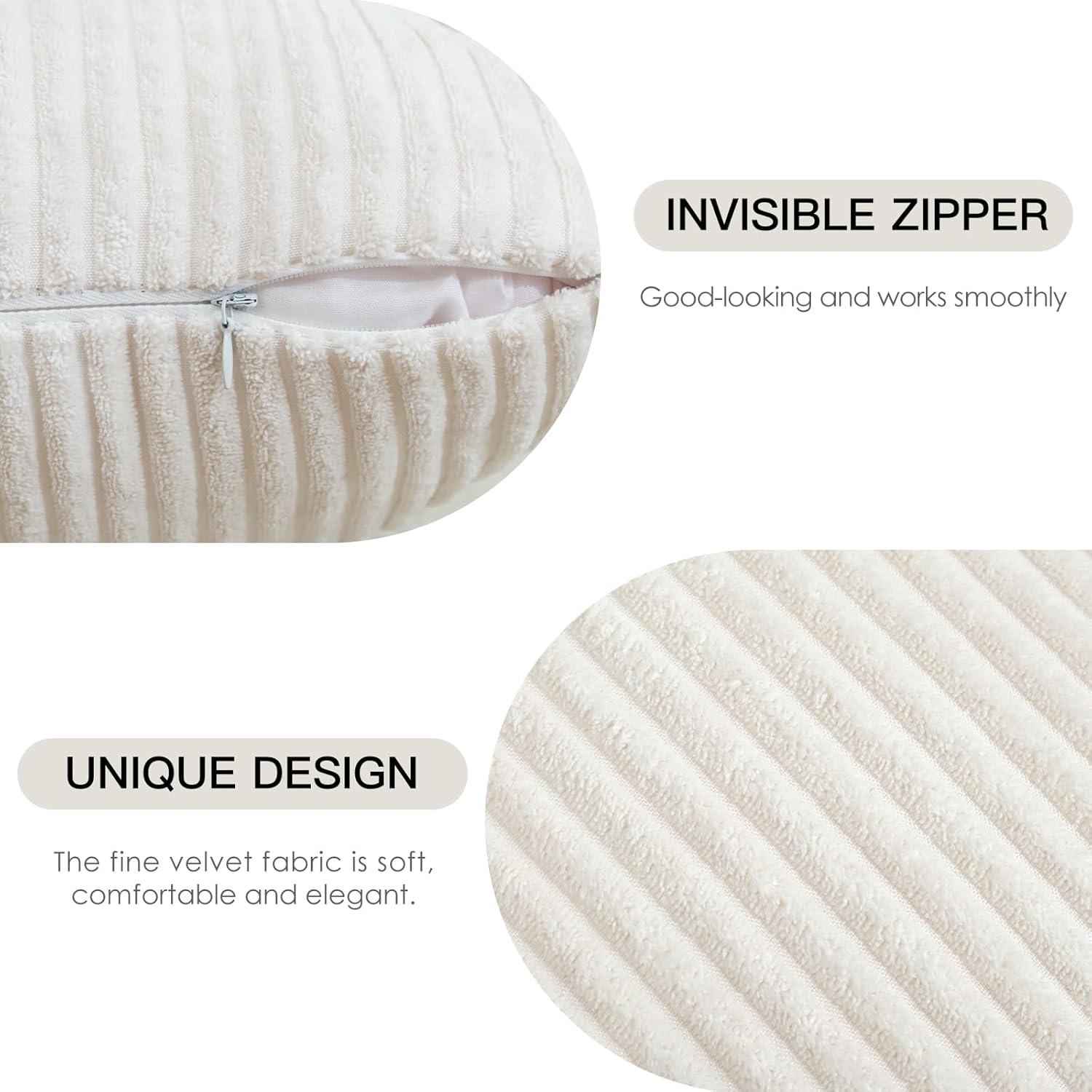 OTOSTAR Paquete de 2 fundas de almohada de pana suave de 18 x 18 pulgadas, decorativas, cuadradas, sólidas, a rayas, para sofá, casa rural,