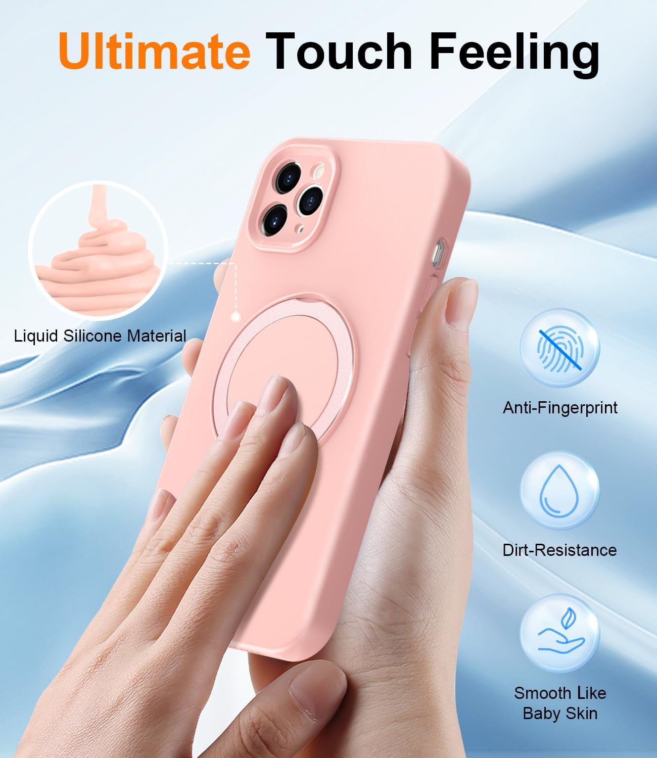 PIXIU Funda magnética para iPhone 11 Pro Max, compatible con MagSafe, silicona líquida suave a prueba de golpes, para iPhone 11 Pro Max con forro de