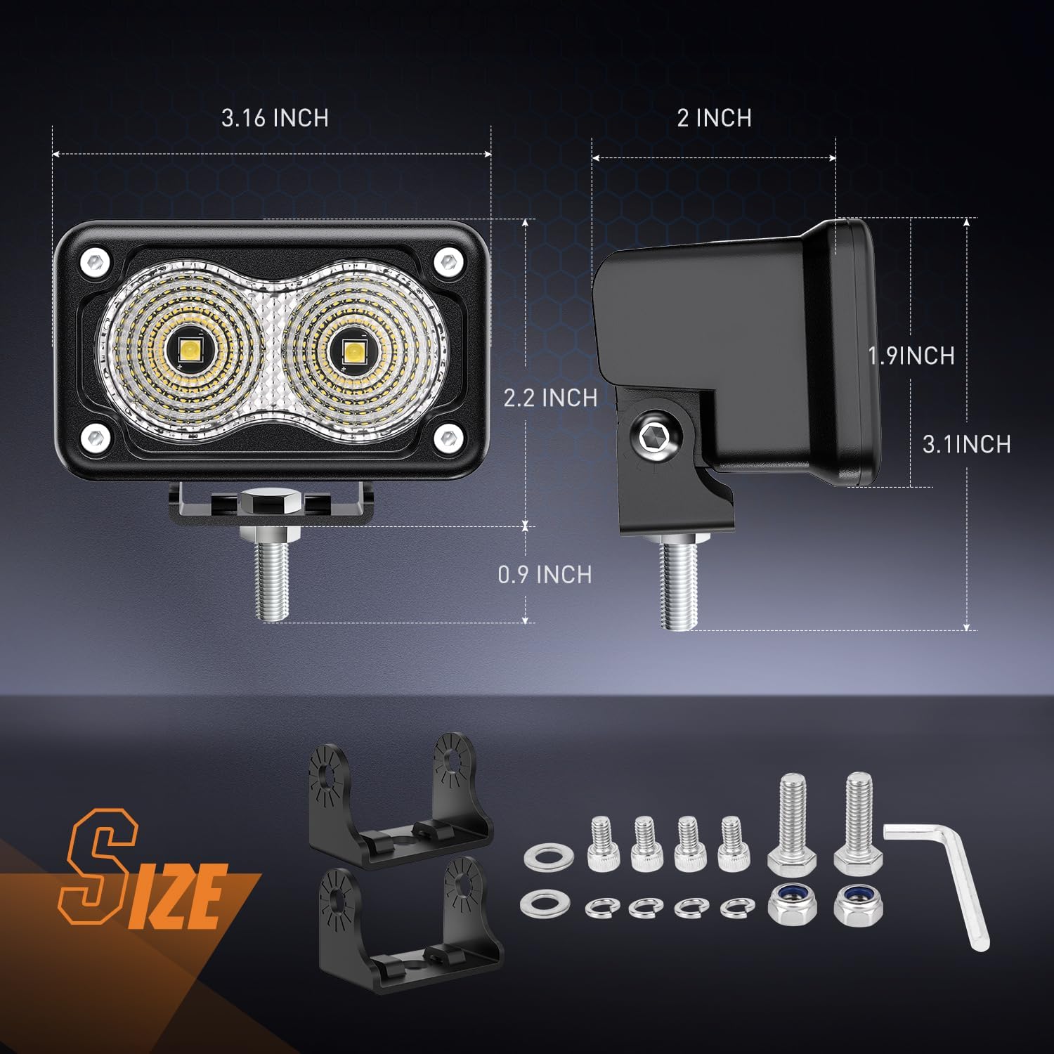 Nilight Luces LED para motocicleta, 2 unidades, luz de inundación de 3 pulgadas, luz antiniebla para todo terreno, 1160 lm, luz de conducción EMC