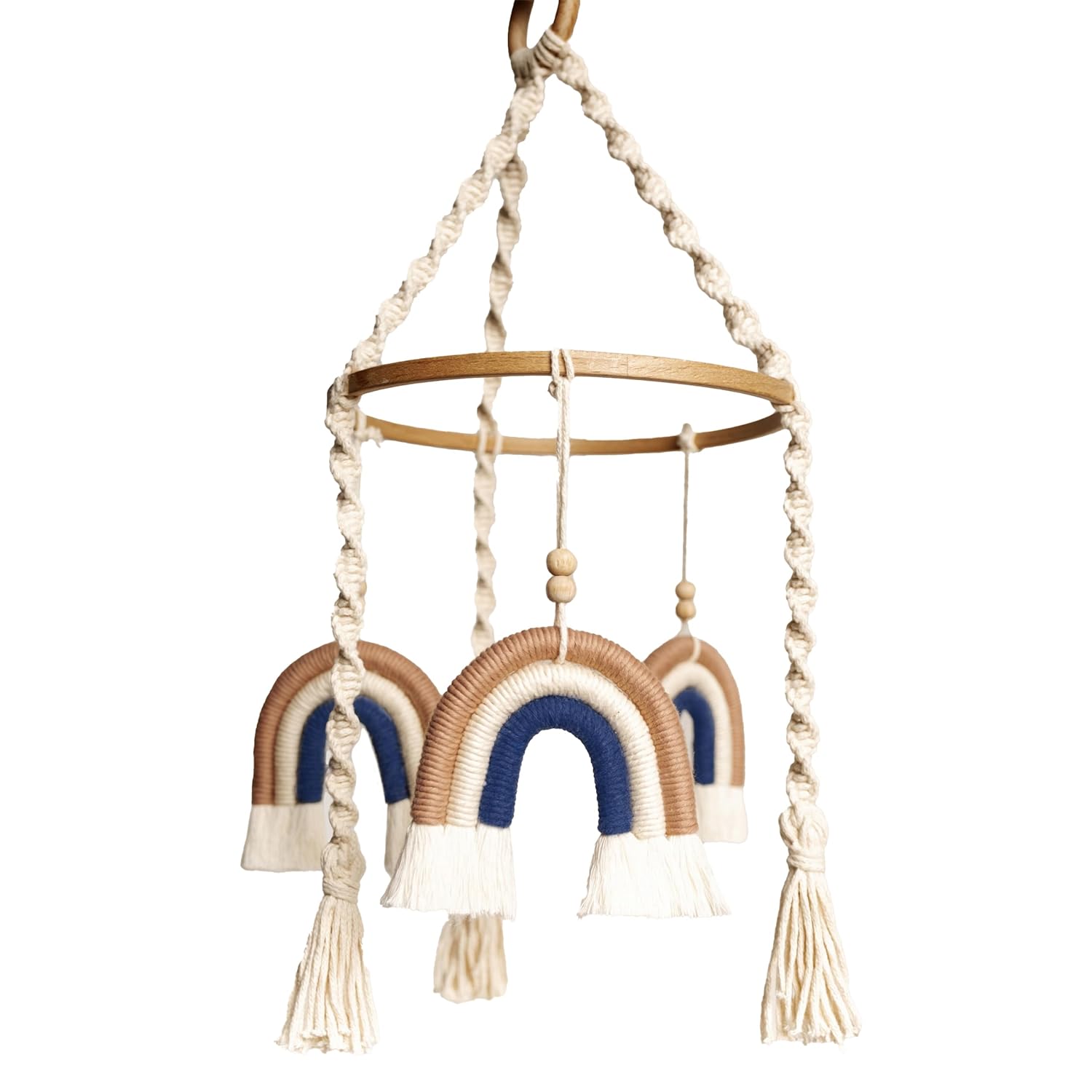 Móvil para cuna, móvil de bebé arcoíris, móvil hecho a mano para cuna, móvil de macramé para cuna, móvil de cuna bohemio, móvil de cuna natural para