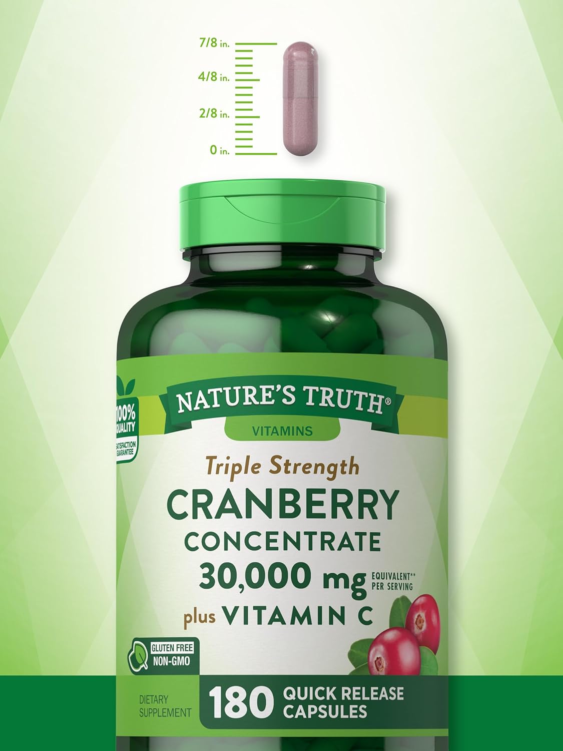 Nature’s Truth Pastillas de arándano  30,000 mg  180 unidades  Suplemento sin OMG y sin gluten  con vitamina C
