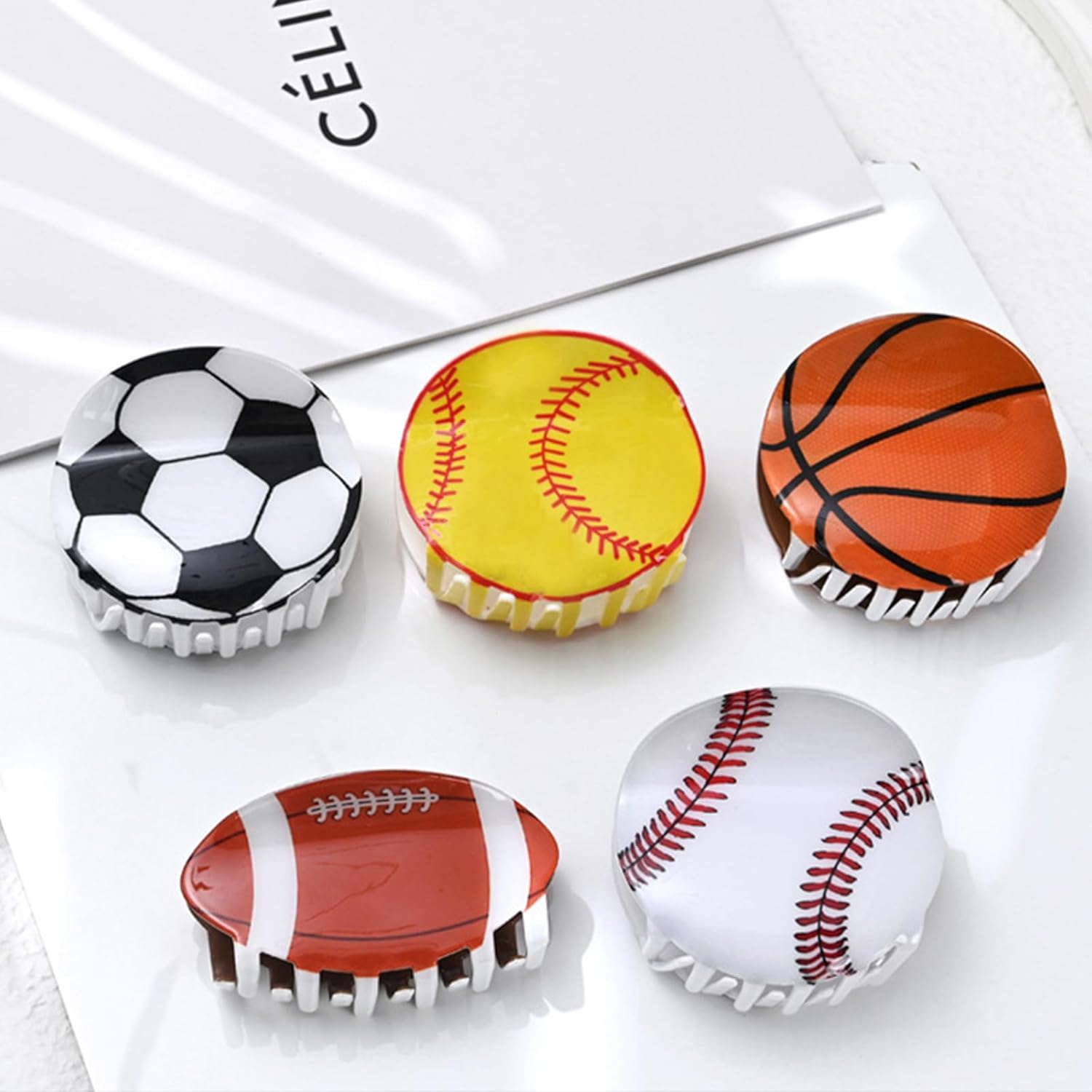 Pinzas de garra, pinzas de pelo únicas de béisbol, baloncesto, fútbol, para mujeres y niñas, agarre para el cabello, pasadores para el cabello,