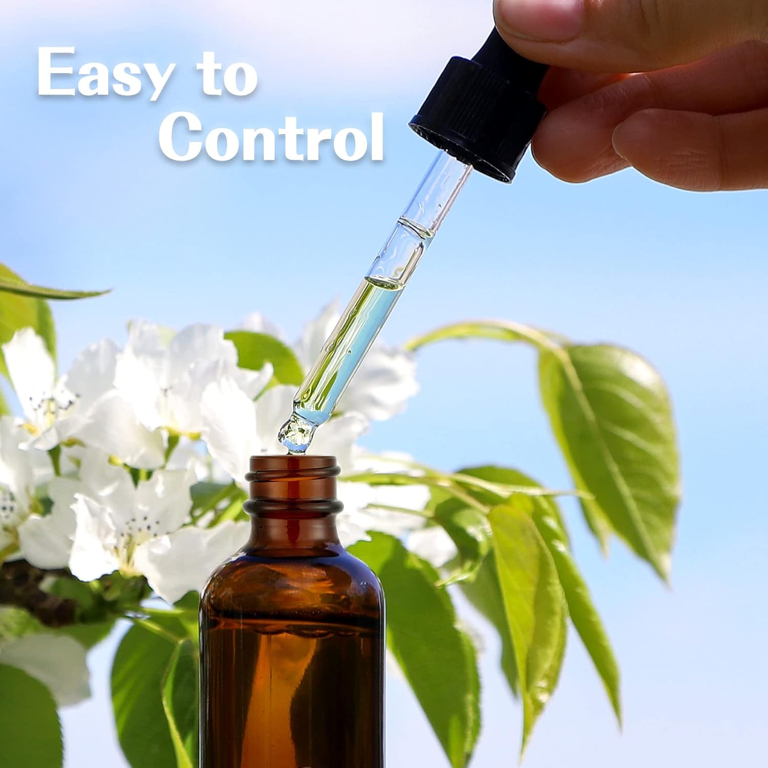 4 botellas con cuentagotas de vidrio ámbar de 1 oz+2 onzas, botellas de tintura con cuentagotas, botellas de aceites esenciales a prueba de fugas,