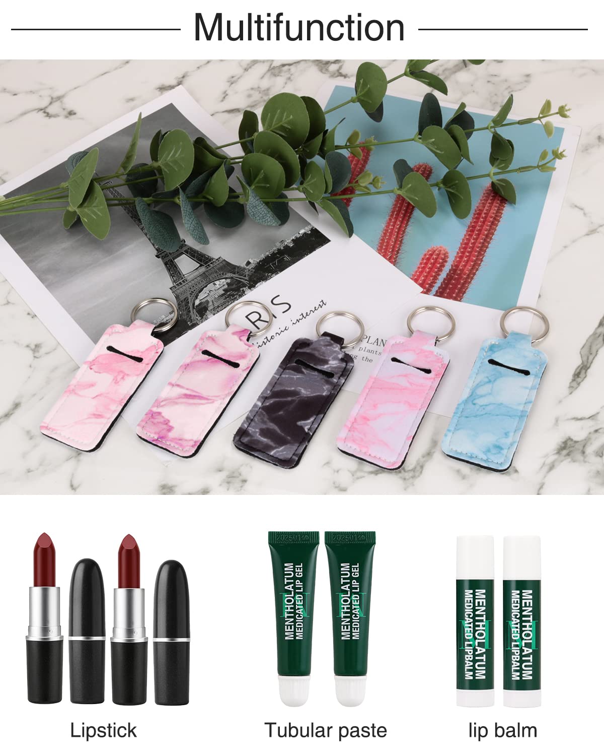 Chapstick Soporte para bálsamo labial, funda para lápiz labial, soporte para brillo de labios con gancho, 3 piezas de relleno de calcetines de