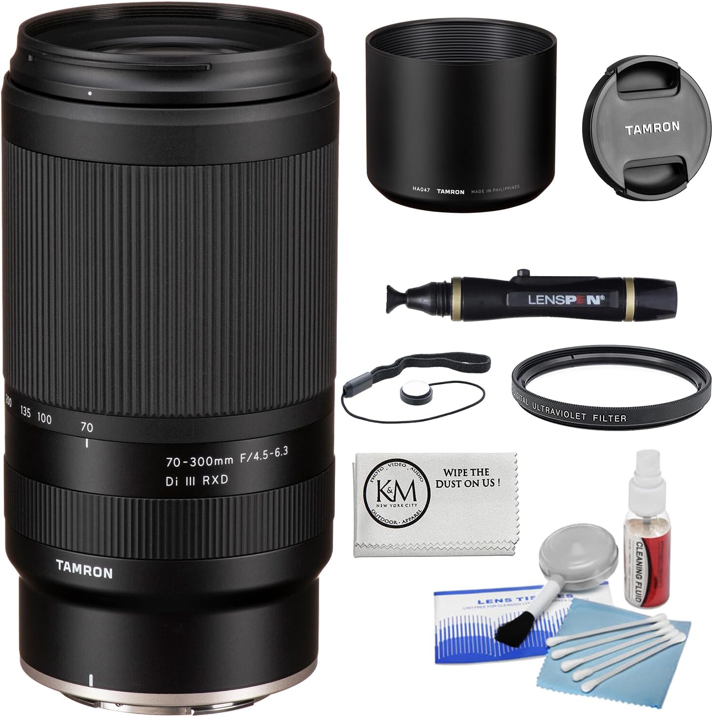 Tamron Lente Di III RXD de 2.756-11.811 in f4.5-6.3 Di III para Nikon Z Incluye filtro UV de 2.638 in + kit de limpieza de cámara de 5 piezas +