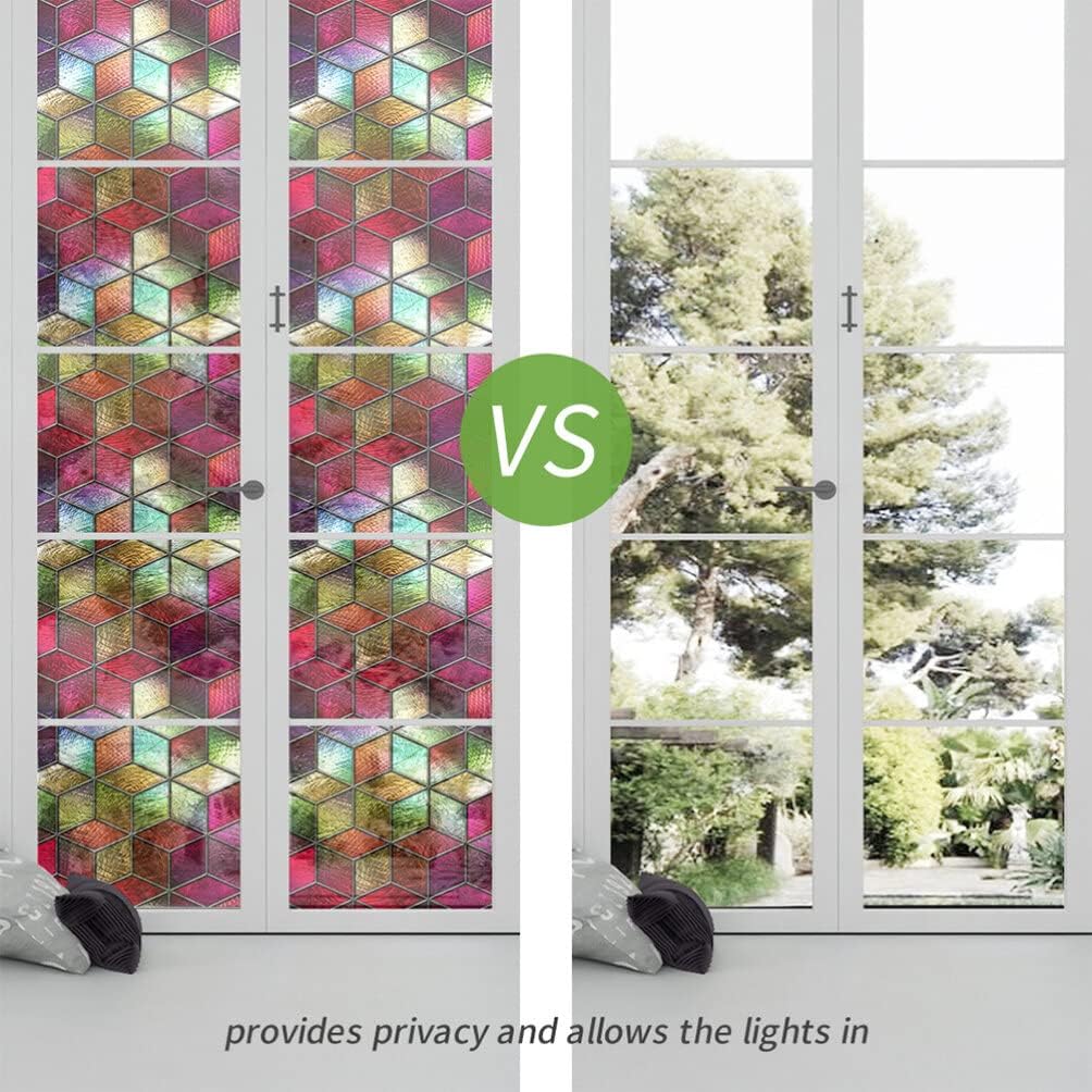 HOMSFOU Calcomanías estáticas para ventana de ventana, calcomanías de ventana de vitrales, adhesivos estáticos de vinilo 3D para ventana, ventana