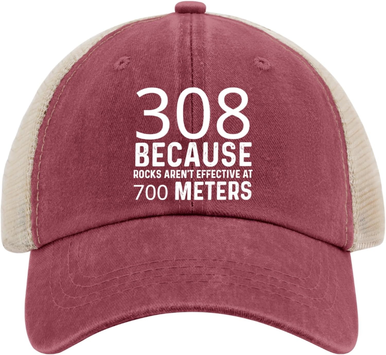 Dad Hat 308 Because Rocks Not Effective at 700 Meters Trucker Hat Men Gorra de malla vintage para verano