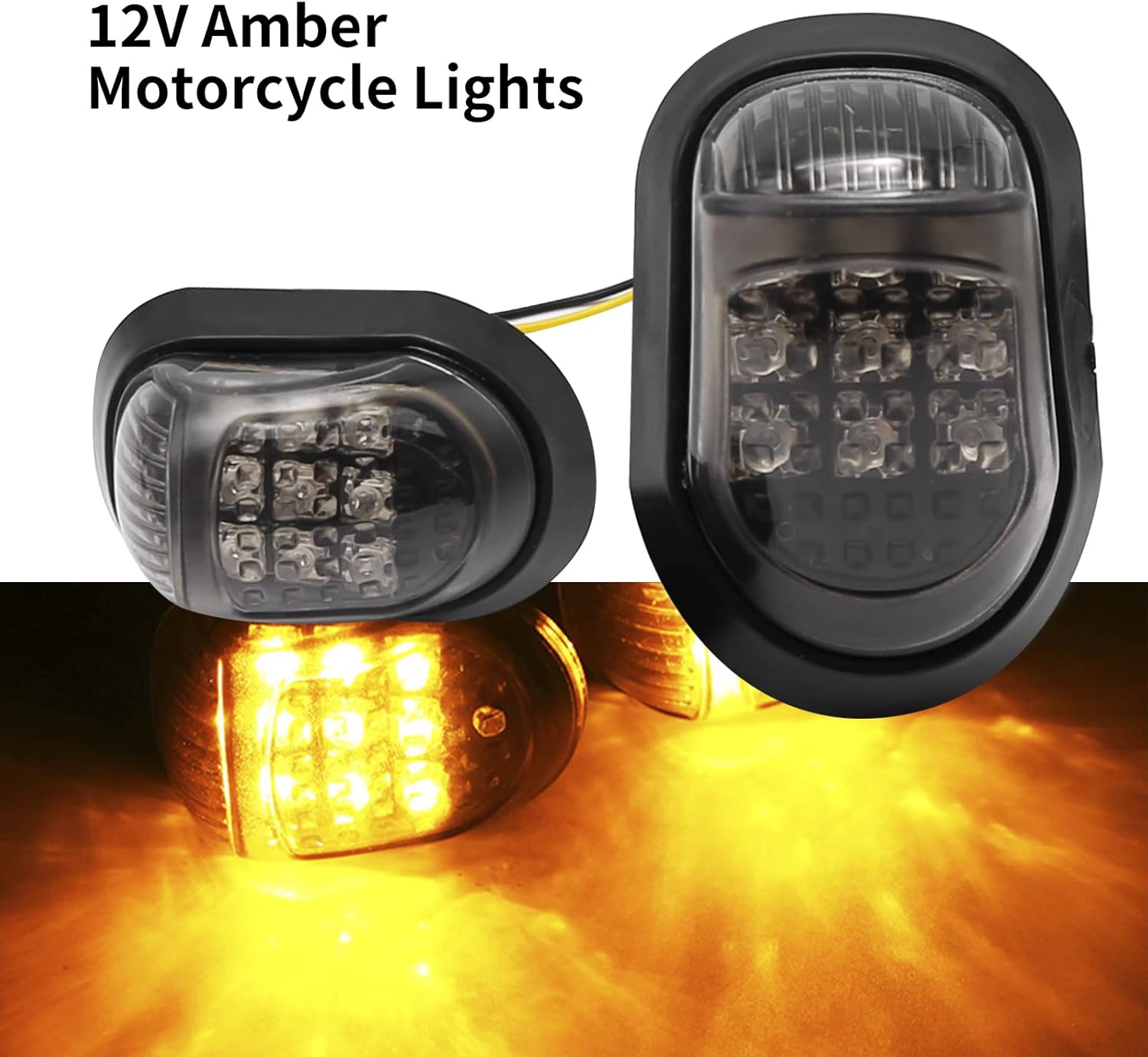 2 luces intermitentes de 12 V ámbar para motocicleta, 9 LED, montaje empotrado, indicadores intermitentes adecuados para todas las motocicletas de