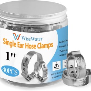 WiseWater 40 abrazaderas de manguera de una sola oreja de 1 pulgada, 1.028-1.165in de acero inoxidable 304 PEX para conexión de tuberías, anillos de WiseWater 40 abrazaderas de manguera de una sola oreja de 1 pulgada, 1.028-1.165in de acero inoxidable 304 PEX para conexión de tuberías, anillos de