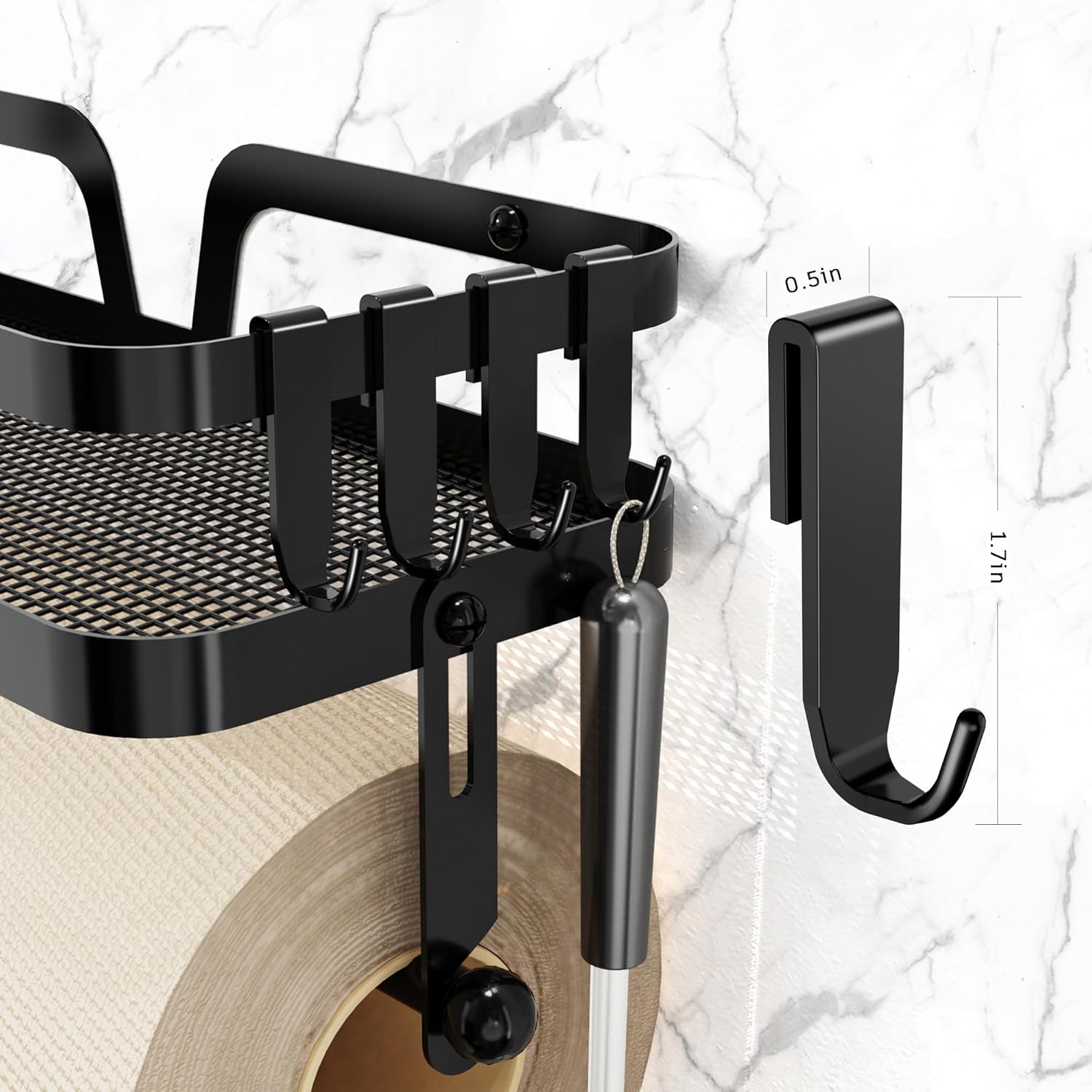 Taozun Soporte para toallas de papel con estante, soporte para papel de cocina, estante para especias, soporte para rollos de papel negro, soporte
