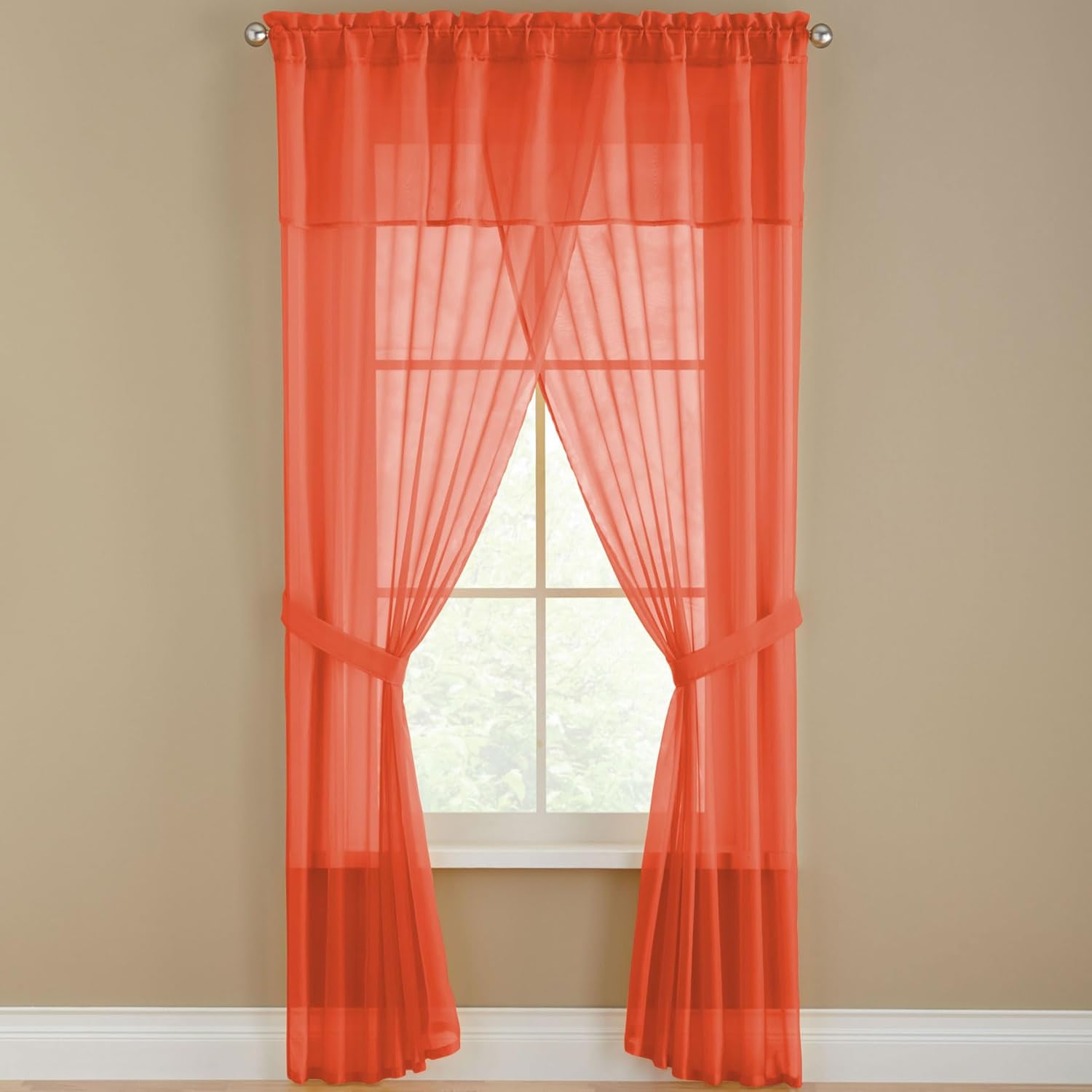BrylaneHome Juego de cortinas de gasa transparente de 5 piezas, 96I W 63I L, color azul