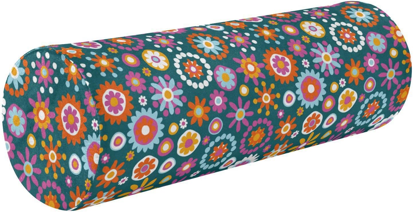 FRODOTGV Cute Flowers Dots Bolster Pillow for Legs Sleeping Therapedic Neck Roll Pillow Round Pillow Throw Cylinder Body Pillow Neckroll Pillows for