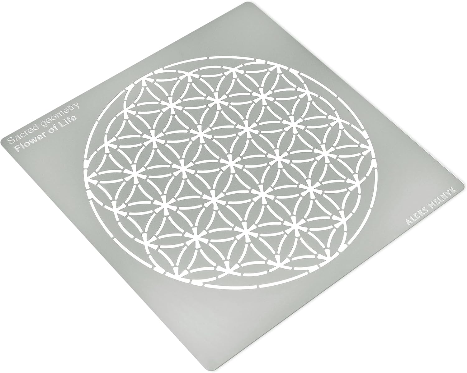 Aleks Melnyk No.389 Plantilla de metal, figuras de geometría sagrada, versión Flower of Life, 1 PC, plantilla para leña, grabado, manualidades,