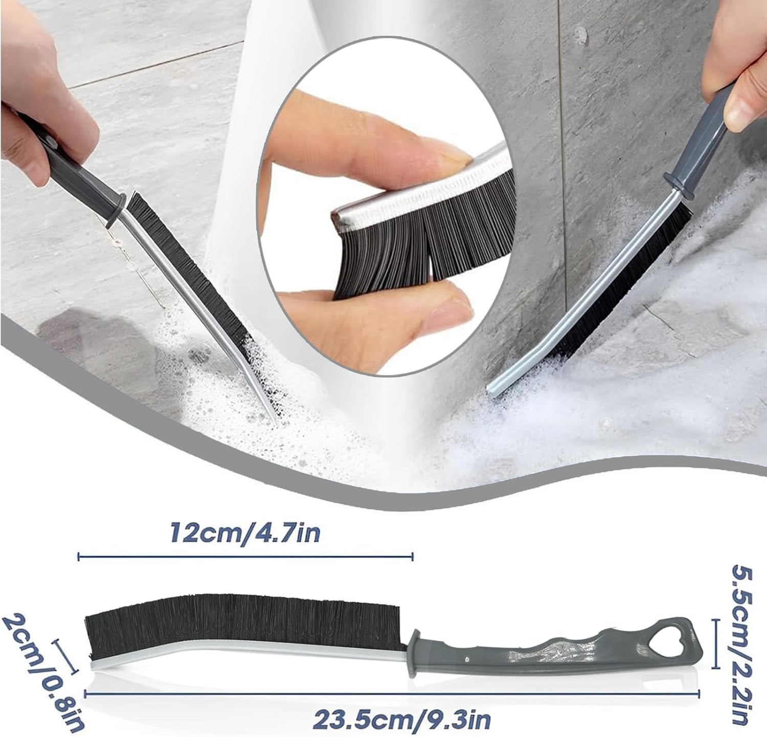 Cepillo de limpieza de huecos de 3 piezas, cepillos multifuncionales para esquinas muertas, para puerta y ventana, cepillo de limpieza de pistas,