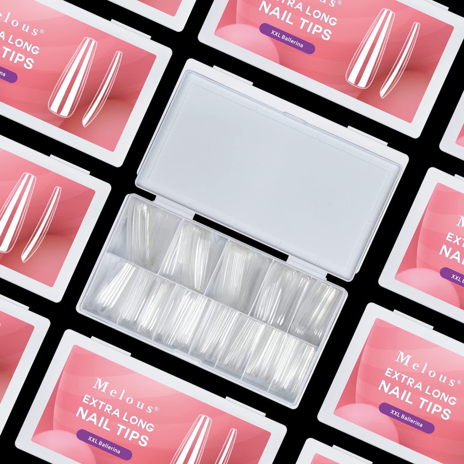 600 puntas de uñas postizas transparentes de cobertura completa, uñas postizas de gel x puntas de uñas XXL