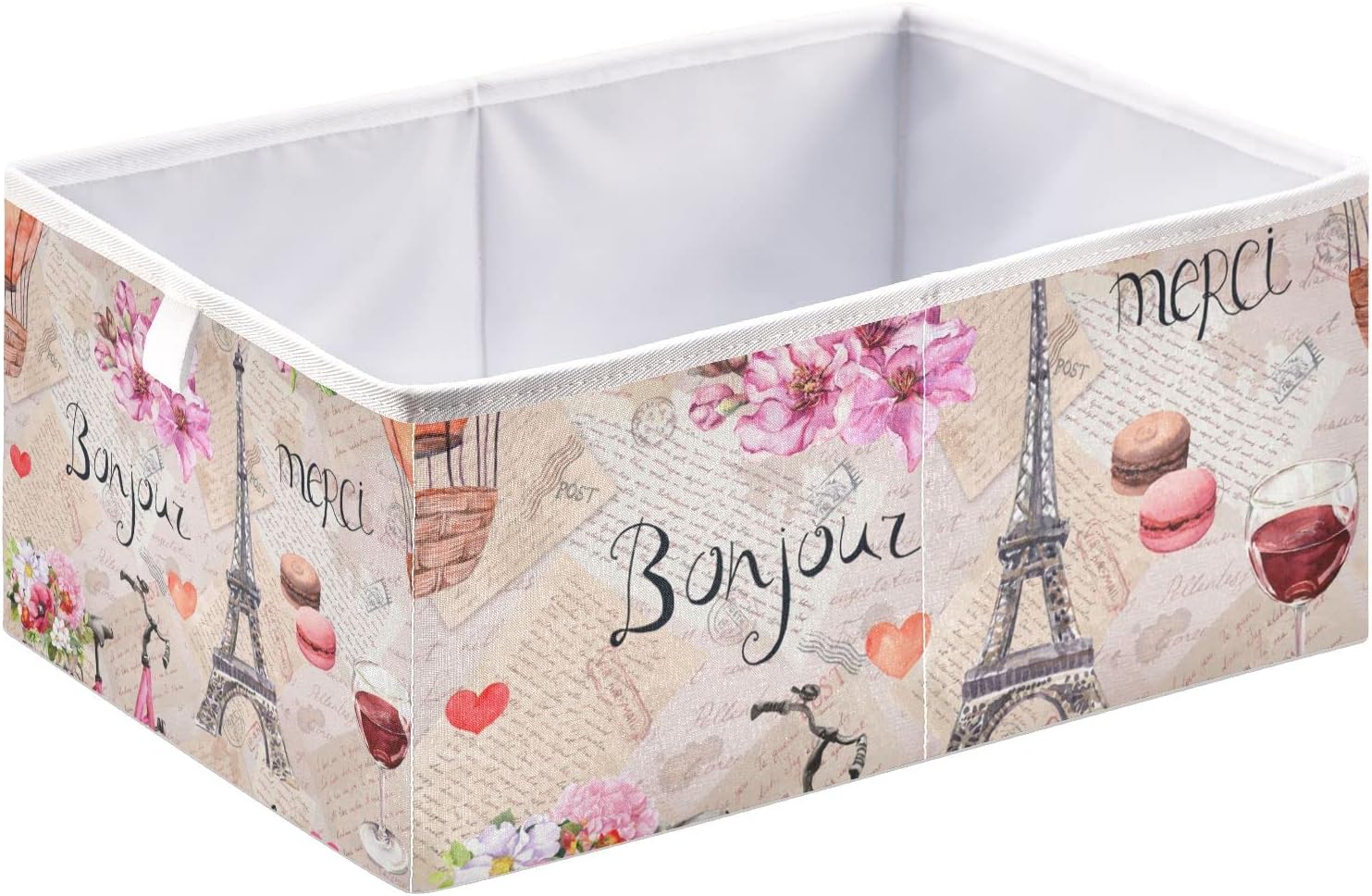 France Paris – Cesta de almacenamiento de la torre Eiffel rectangular plegable para cuarto de bebé, organizador de cubo de tela plegable para sala