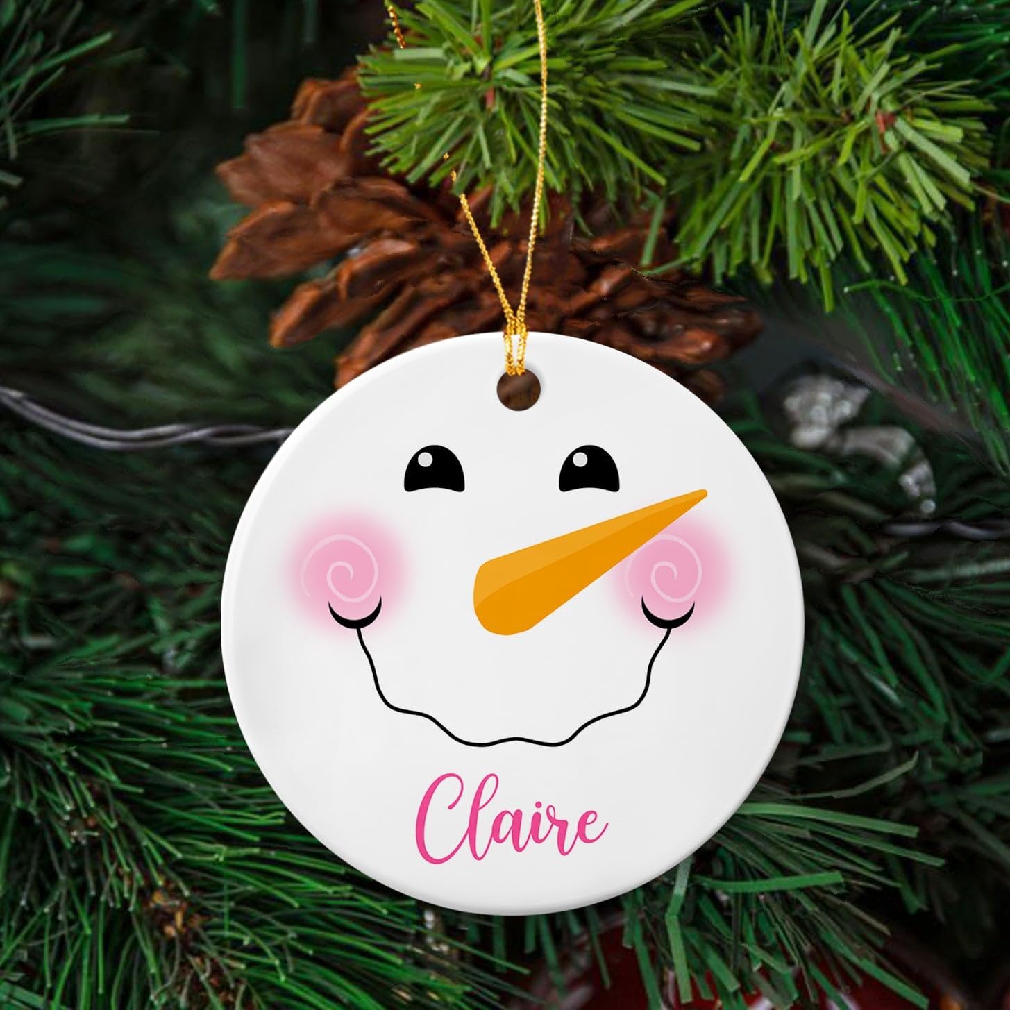 Adorno de Navidad con cara de muñeco de nieve, linda cara de muñeco de nieve, árbol de Navidad, regalo de recuerdo para bebé, niño y niña, adorno de