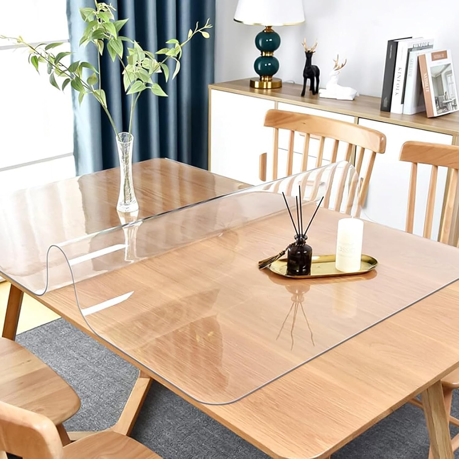 Tapete redondo de 42 pulgadas para mesa de PVC, de vinilo transparente, de grado alimenticio, para cocina, habitación, bar, café, escritorio, tapete