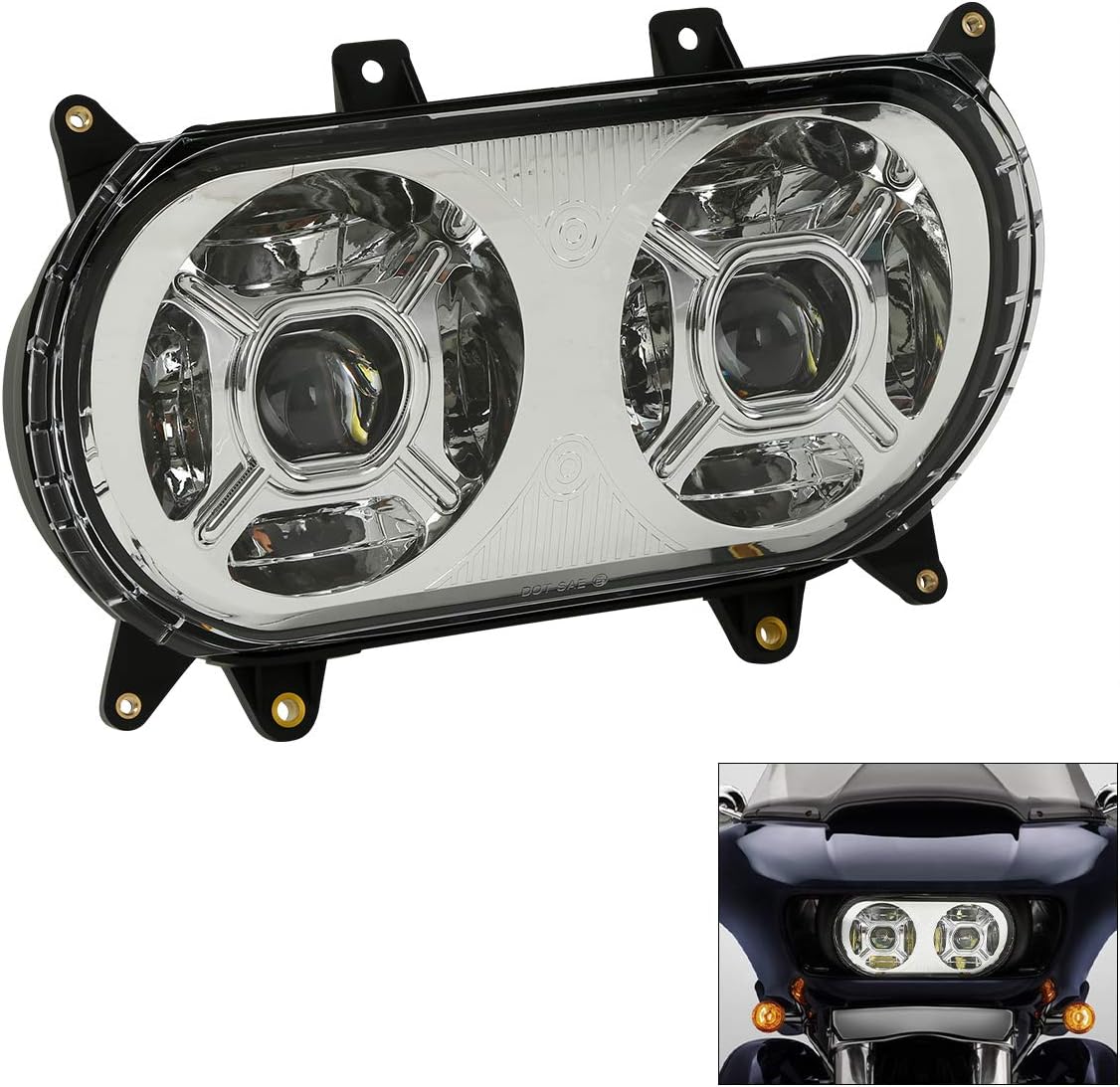 TCT-MOTORPARTS Proyector de lámpara LED de doble faro para Harley Touring Road Glide 2015-2023