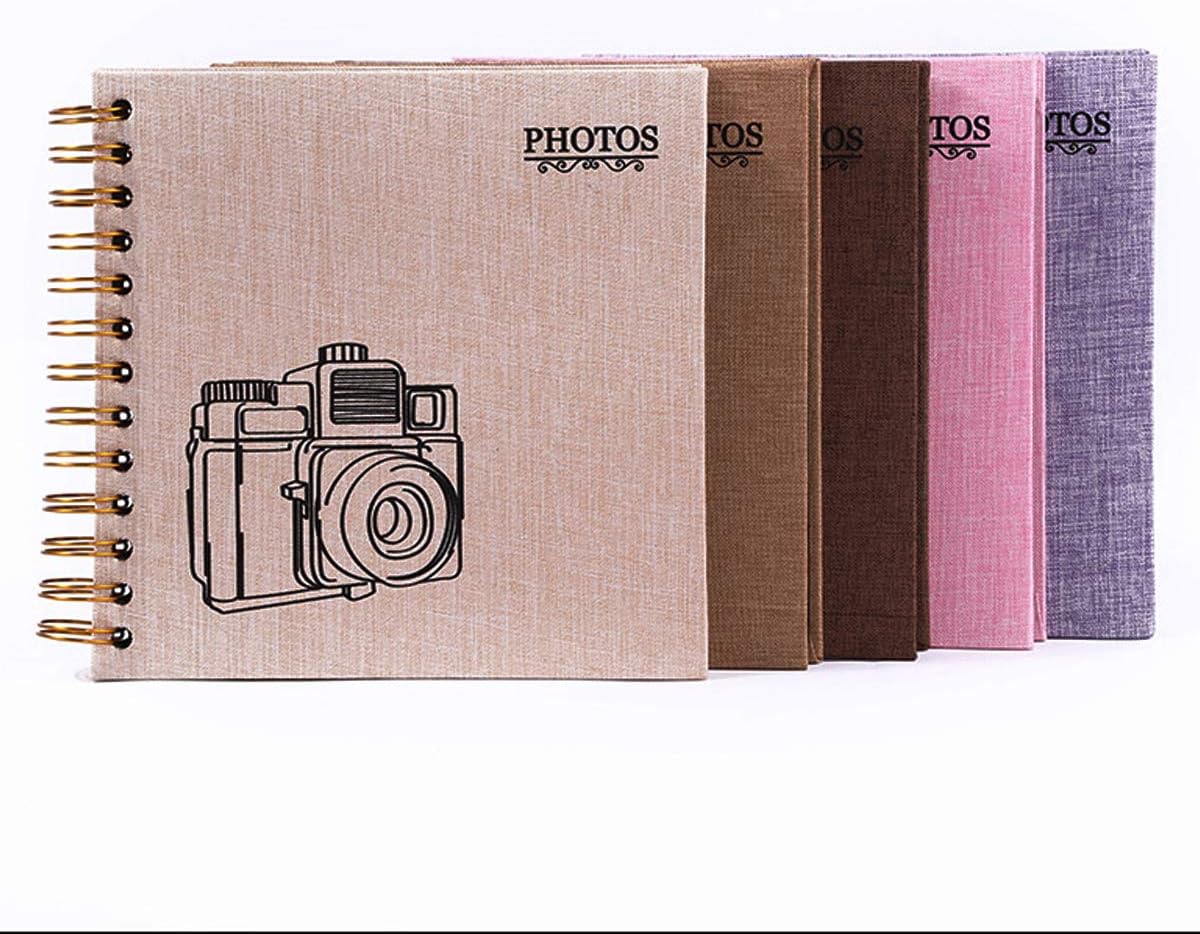 enyuwlcm Álbum de recortes pequeño de lino de tapa dura con páginas negras de 4 x 6 pulgadas, álbum de fotos hecho a mano, álbum de bricolaje,