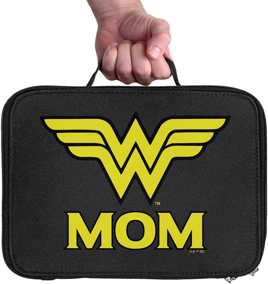 LOGOVISION Lonchera con logotipo de Wonder Woman Wonder Mom con aislamiento de lados suaves, bolsa de almuerzo reutilizable para trabajo escolar,